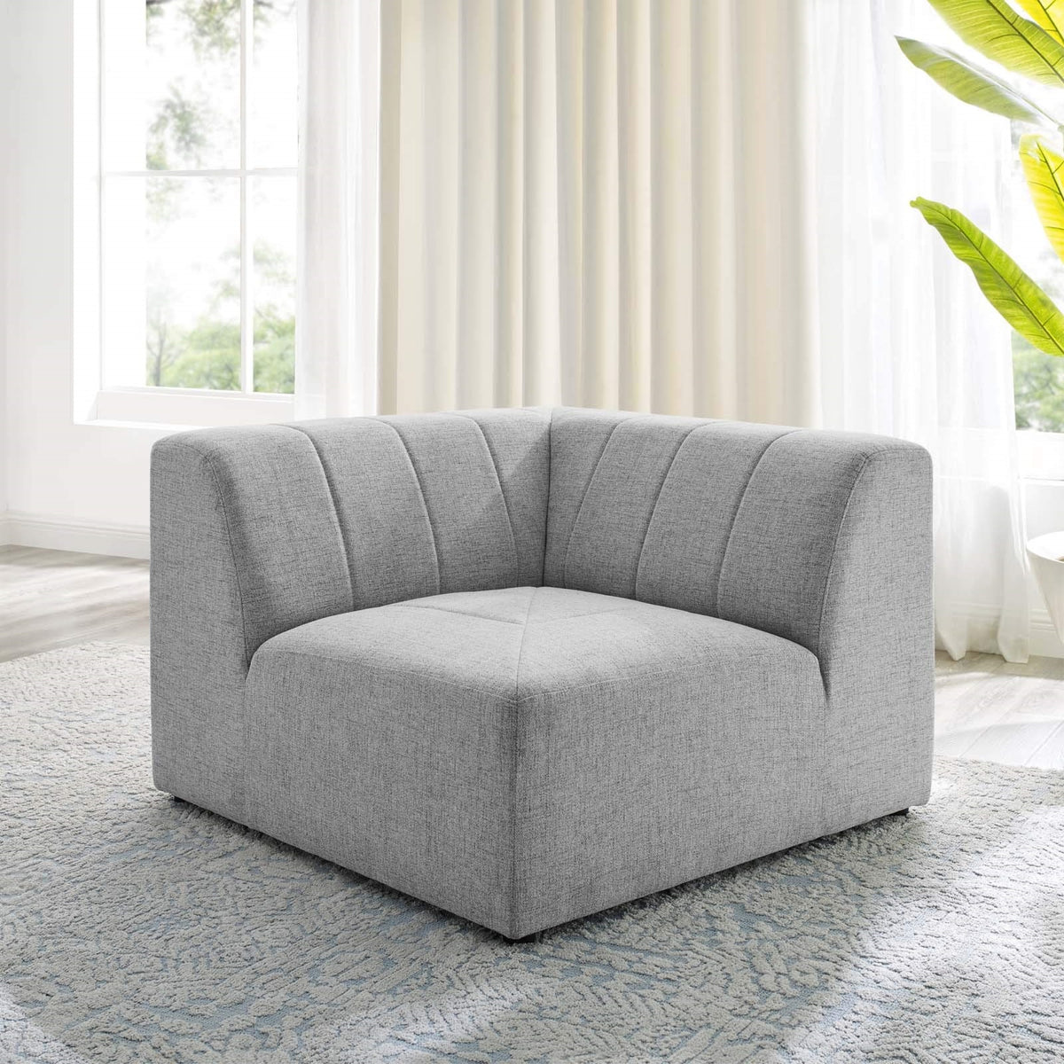 Casafoyer Bartlett Channel Tufted Upholstered Sectional, Corner Chair, Light Gray