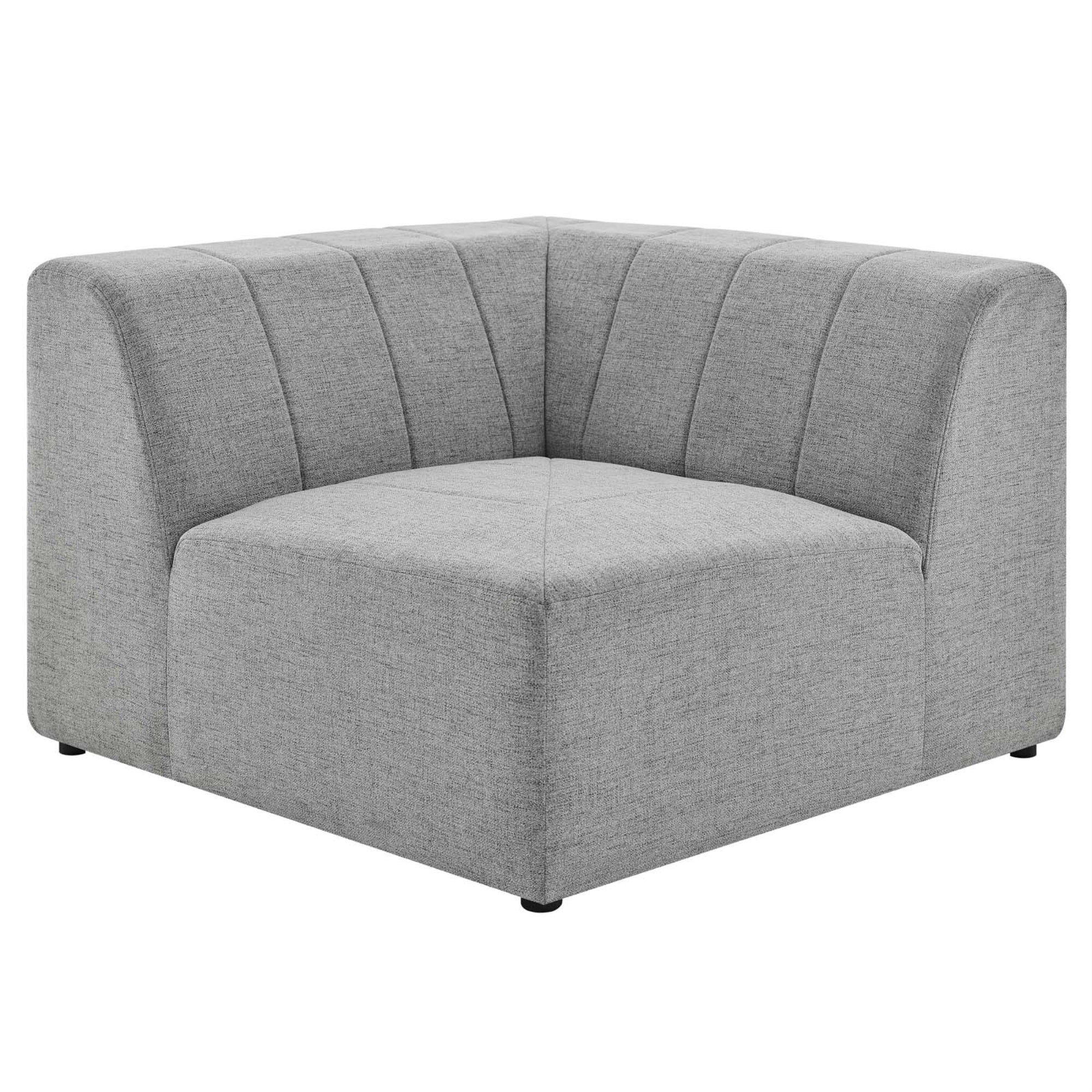 Bartlett Upholstered Fabric Corner Chair - Retro Modern Style, Soft Polyester Upholstery, Dense Foam Padding, Sturdy Frame, Modular Connectors, Non-Marking Foot Caps.