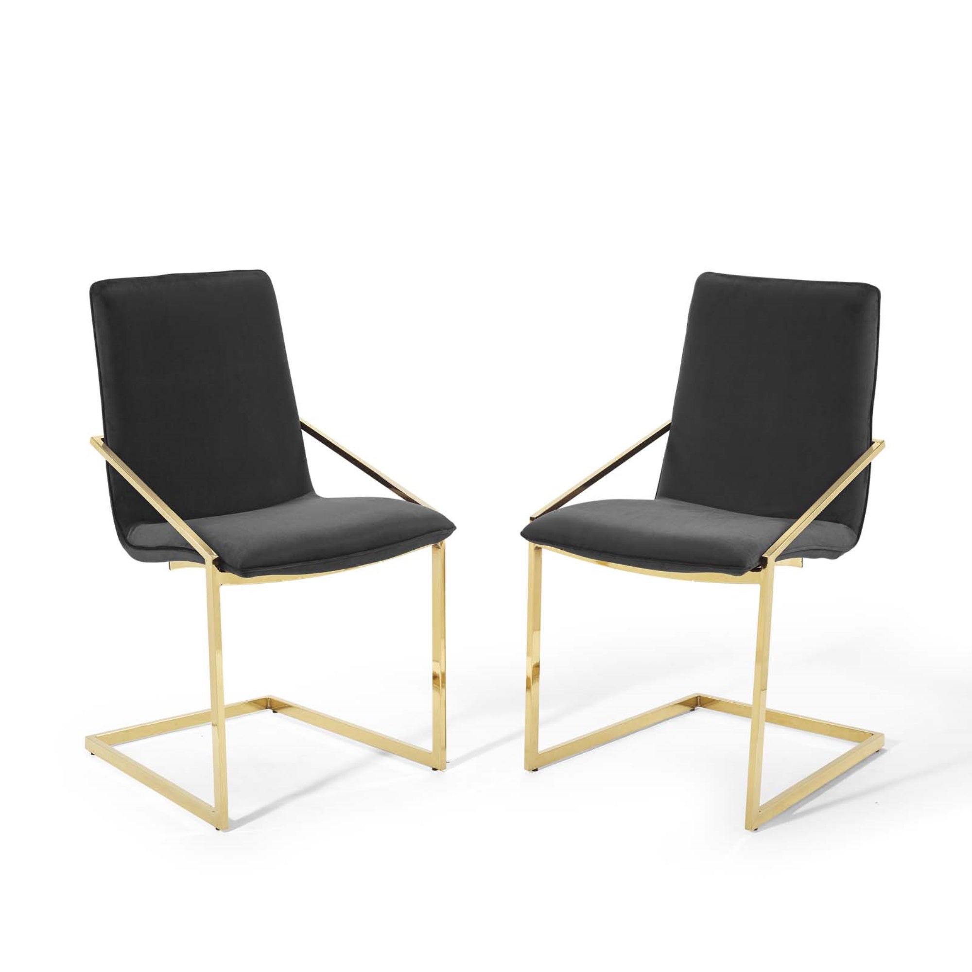 Pitch Dining Armchair Performance Velvet Set Of 2 Gold Black