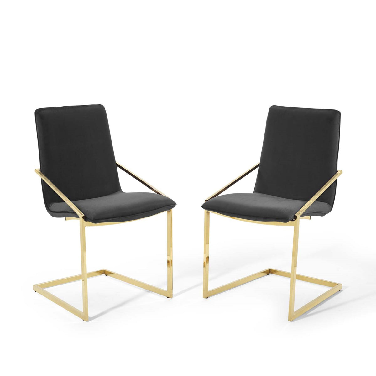 Pitch Dining Armchair Performance Velvet Set Of 2 Gold Black