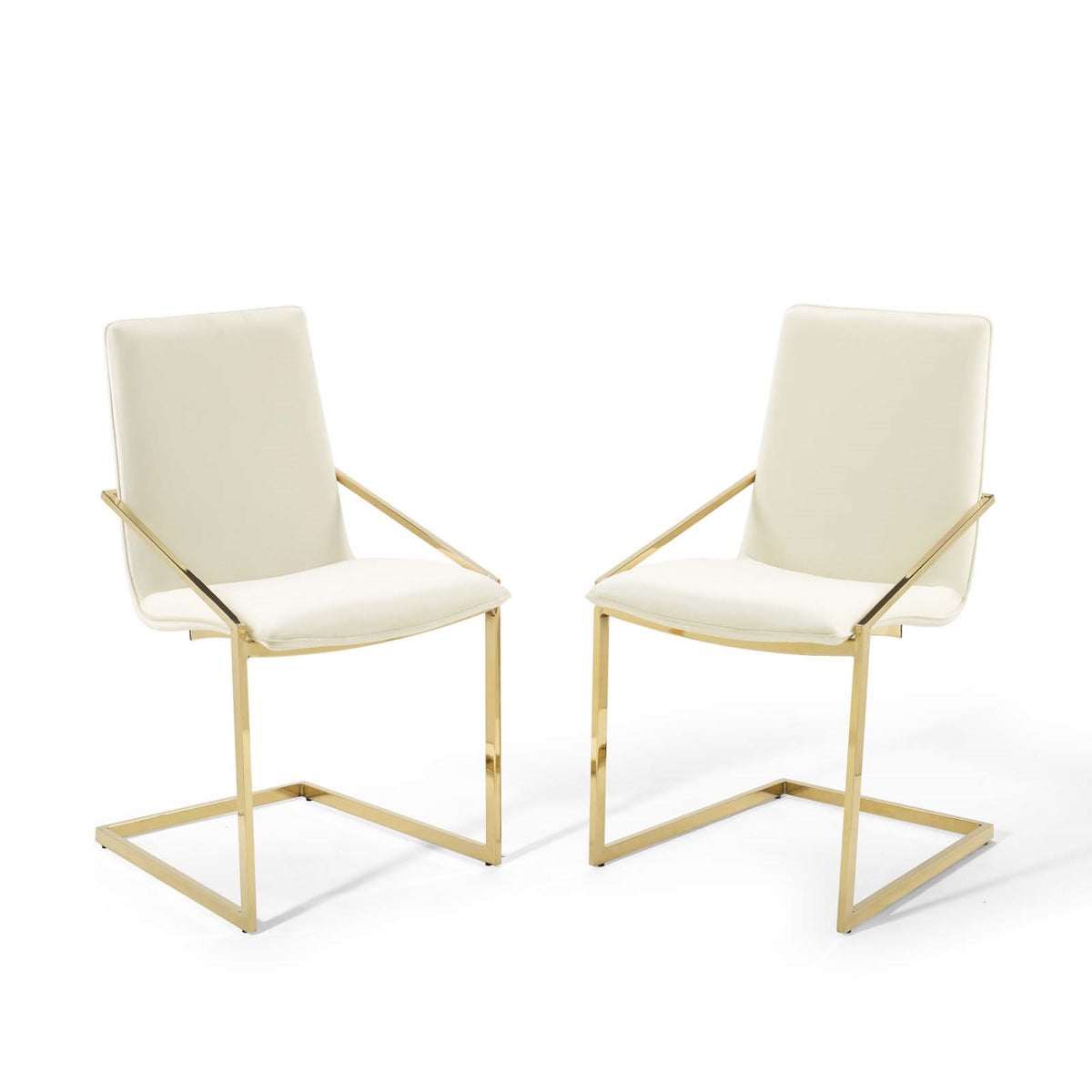 Pitch Dining Armchair Performance Velvet Set Of 2 Gold Ivory
