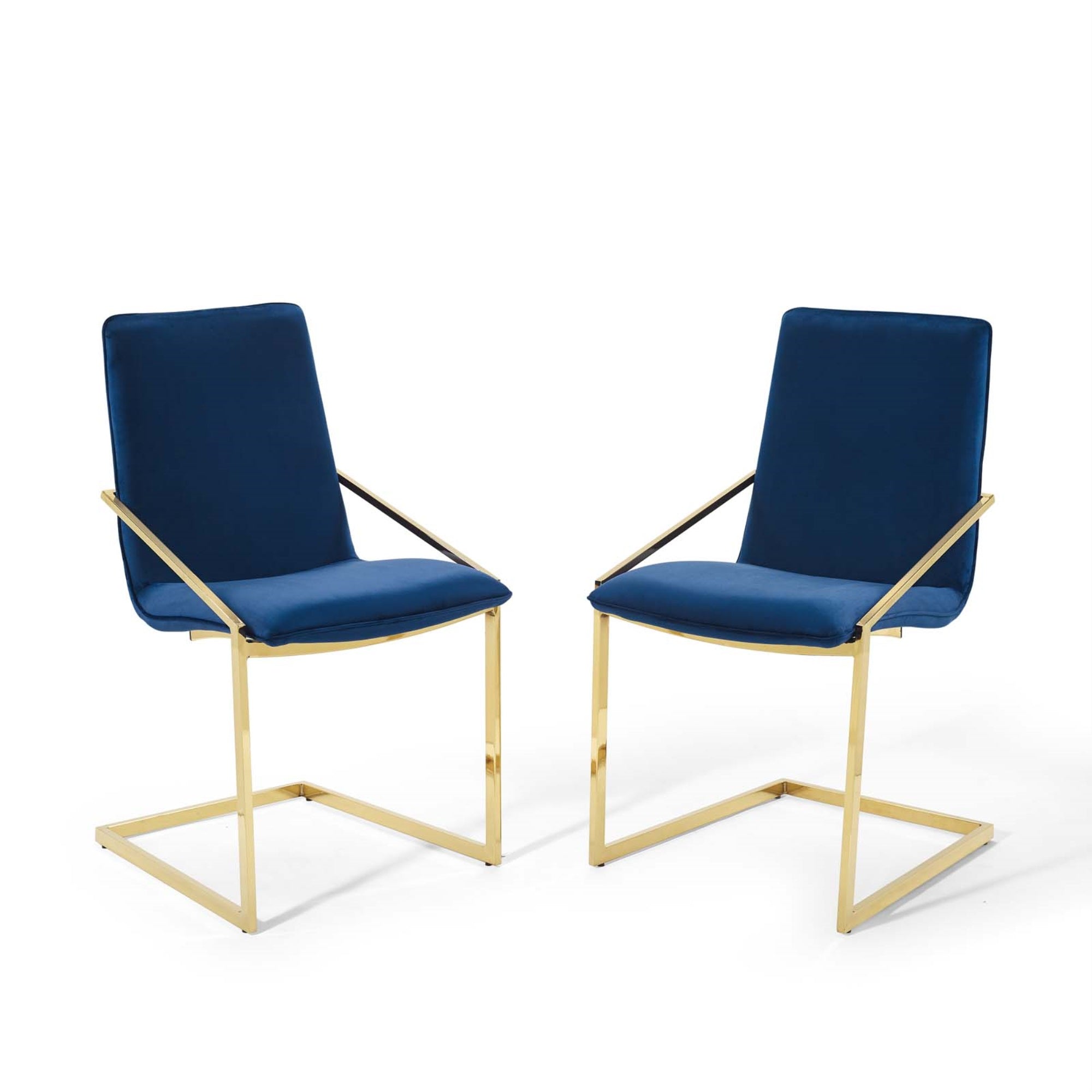Pitch Dining Armchair Performance Velvet Set Of 2 Gold Navy