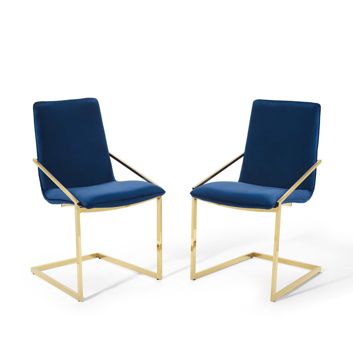 Pitch Dining Armchair Performance Velvet Set Of 2 Gold Navy