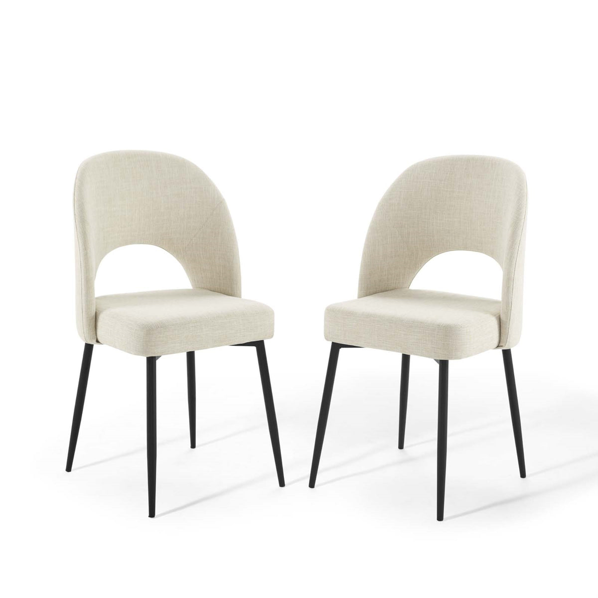 Rouse Dining Side Chair Upholstered Fabric Set Of 2 Black Beige