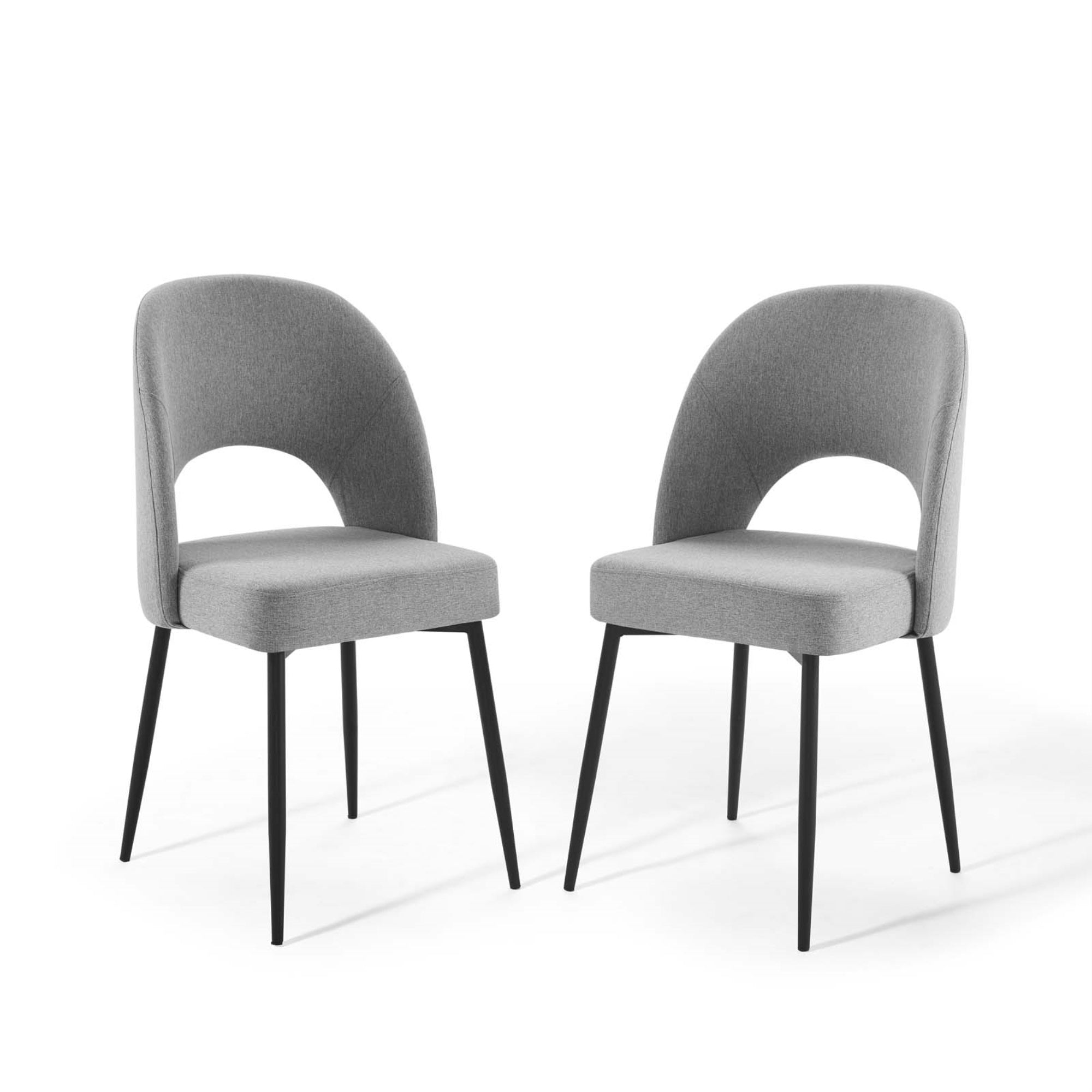 Rouse Upholstered Fabric Dining Side Chair Set Of 2 - Luxurious Update, Comfortable Foam Padding, Bentwood Construction, Matte Black Legs
