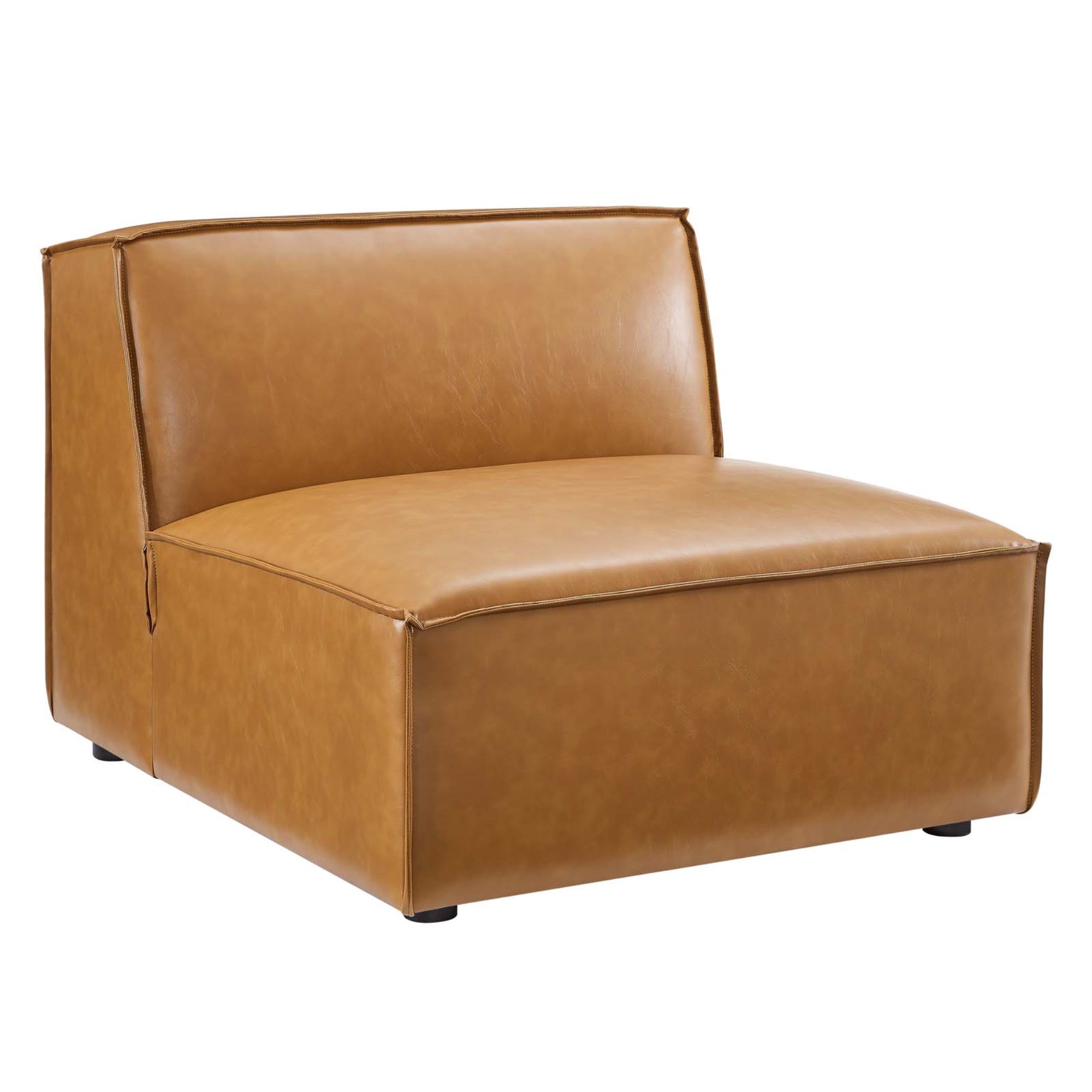 Restore Vegan Leather Sectional Sofa Armless Chair - Customize Your Living Space With Style And Comfort - French Piping Details - Vegan Leather Upholstery - Sturdy Construction - Non-Marking Foot Caps - 440 Lbs Weight Capacity