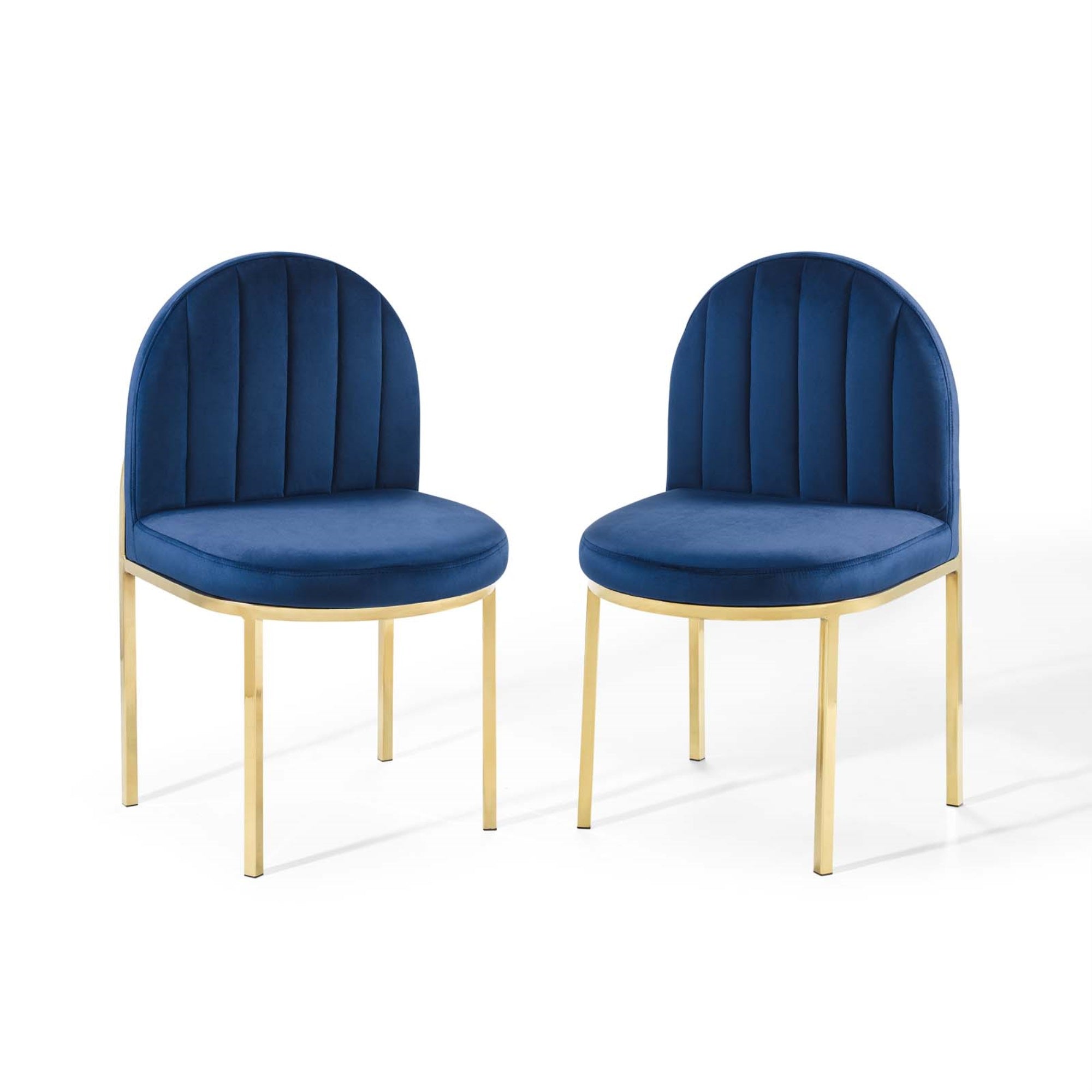 Isla Channel Tufted Velvet Dining Side Chair Set Of 2 - Gold Navy, Stain-Resistant Upholstery, Comfortable & Durable, 331 Lbs Capacity