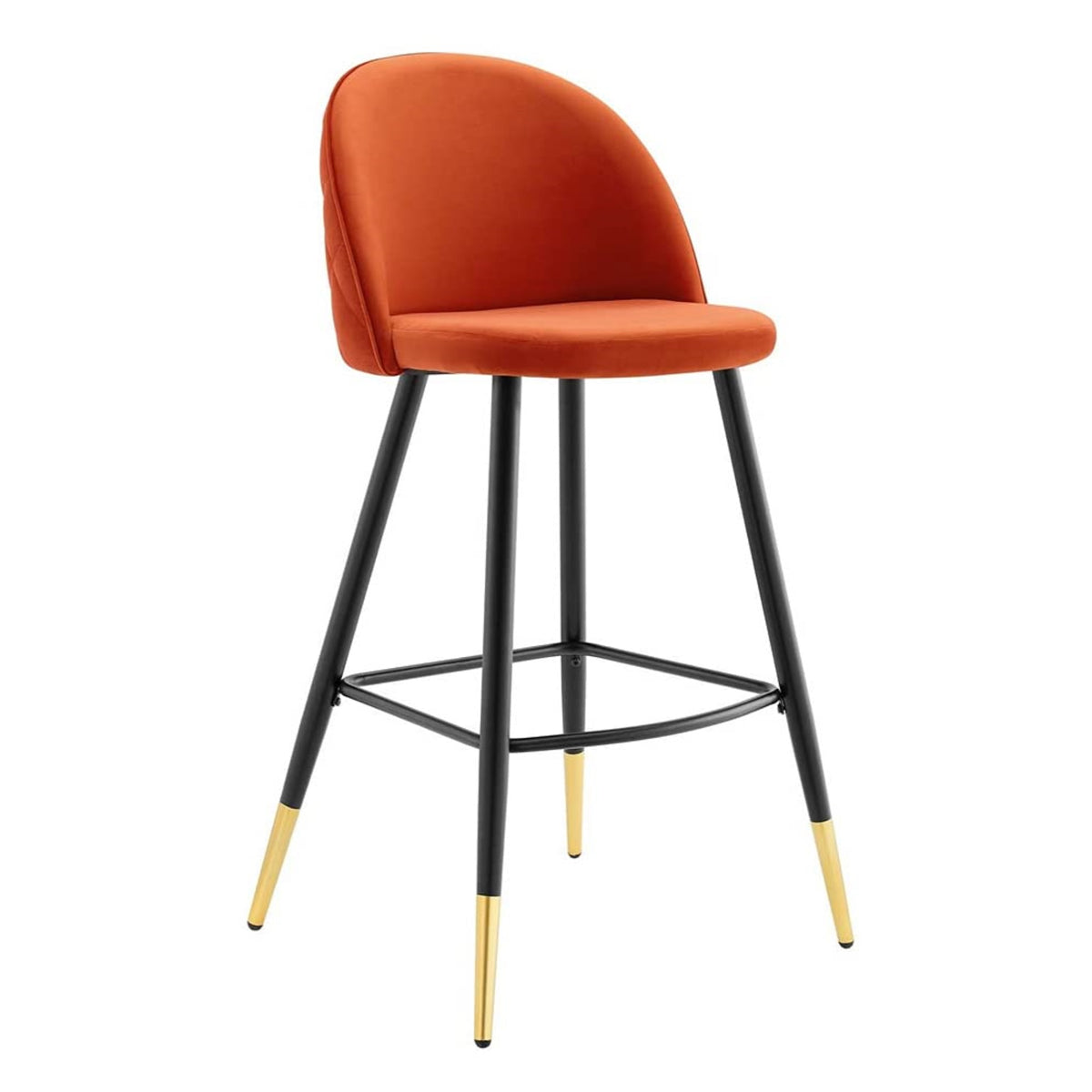 Casafoyer Cordial Performance Velvet Dining Bar Stools In Orange - Set Of 2