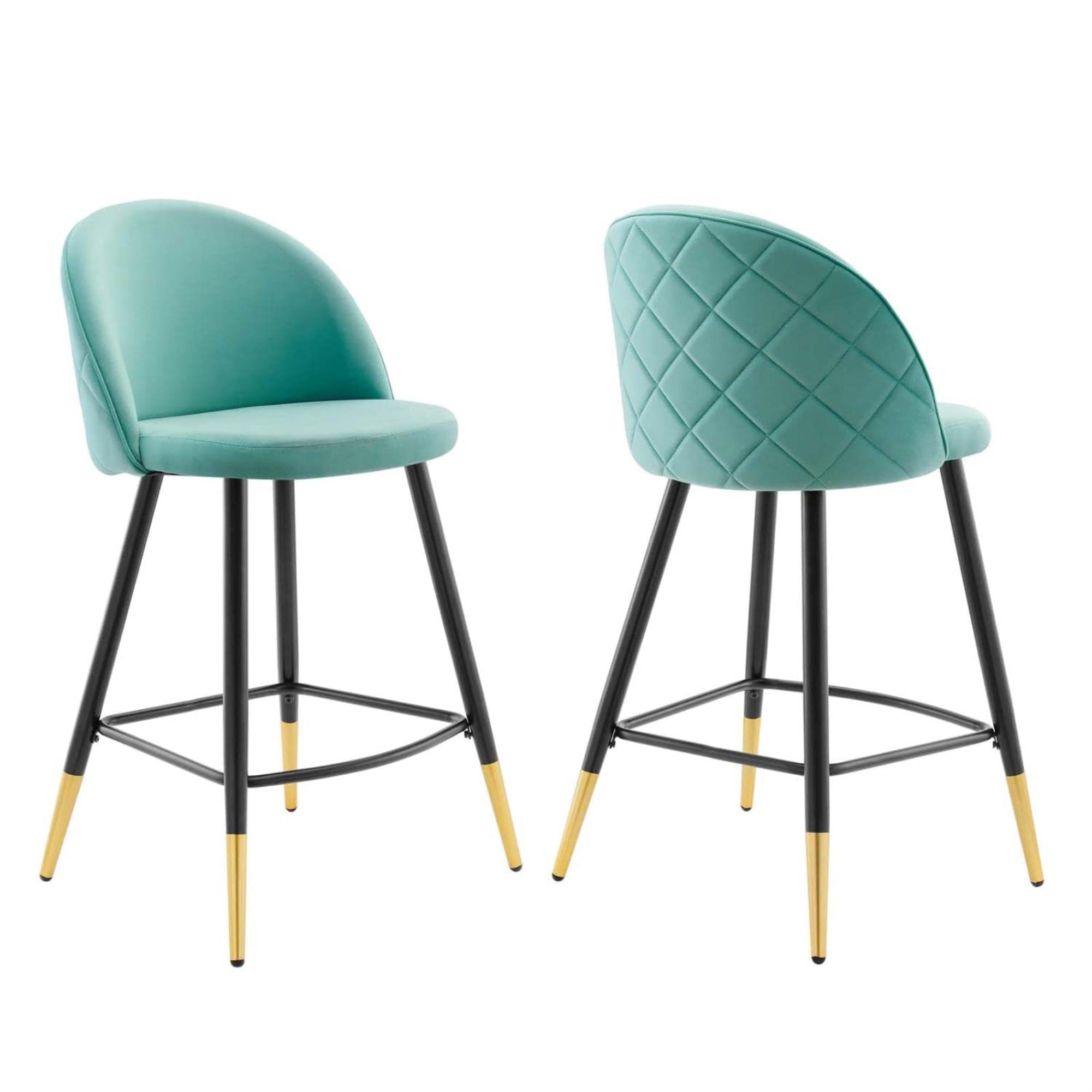 Casafoyer Cordial Performance Velvet Dining Counter Stools In Mint - Set Of 2