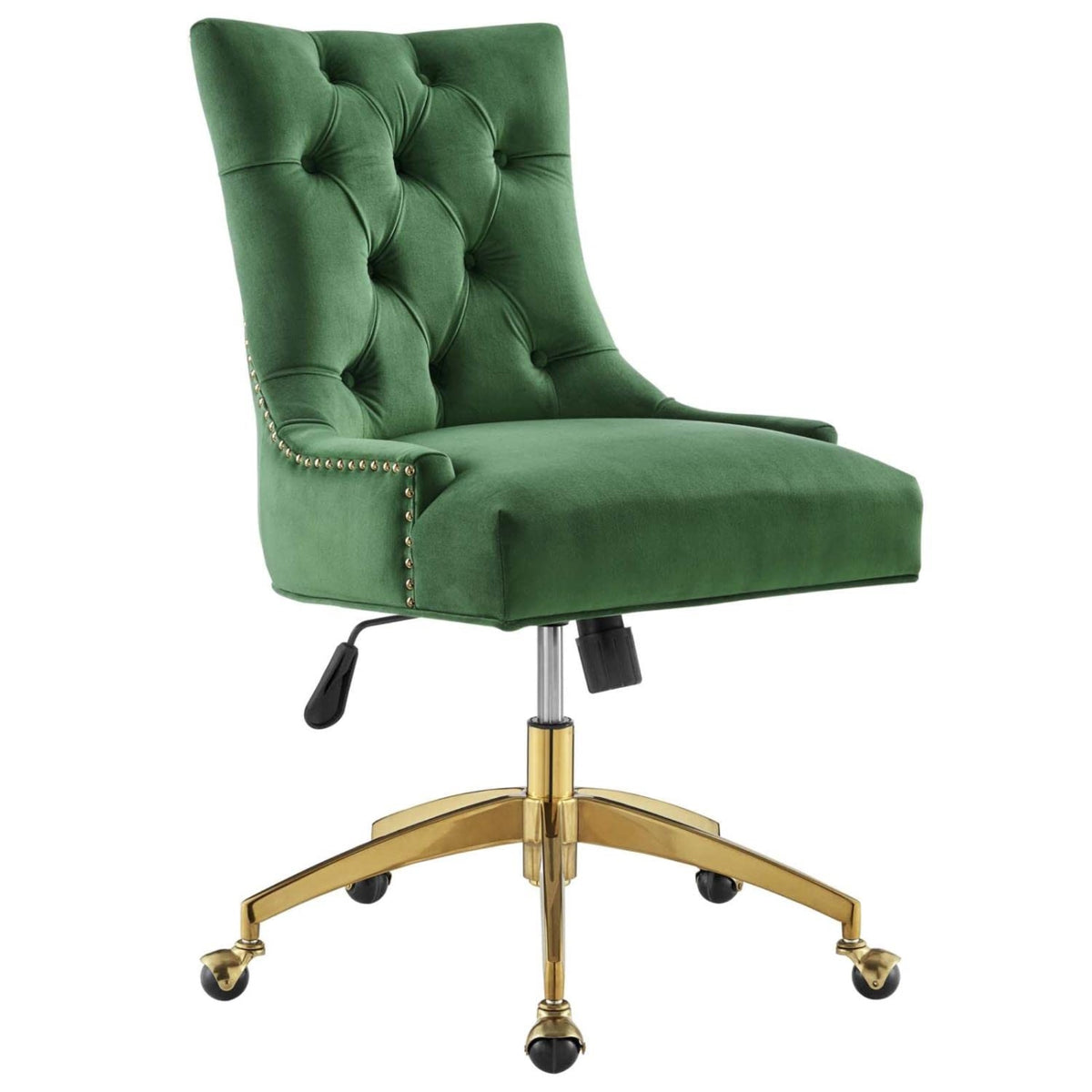 Casafoyer Regent Tufted Performance Velvet Swivel Office Chair, Gold Emerald