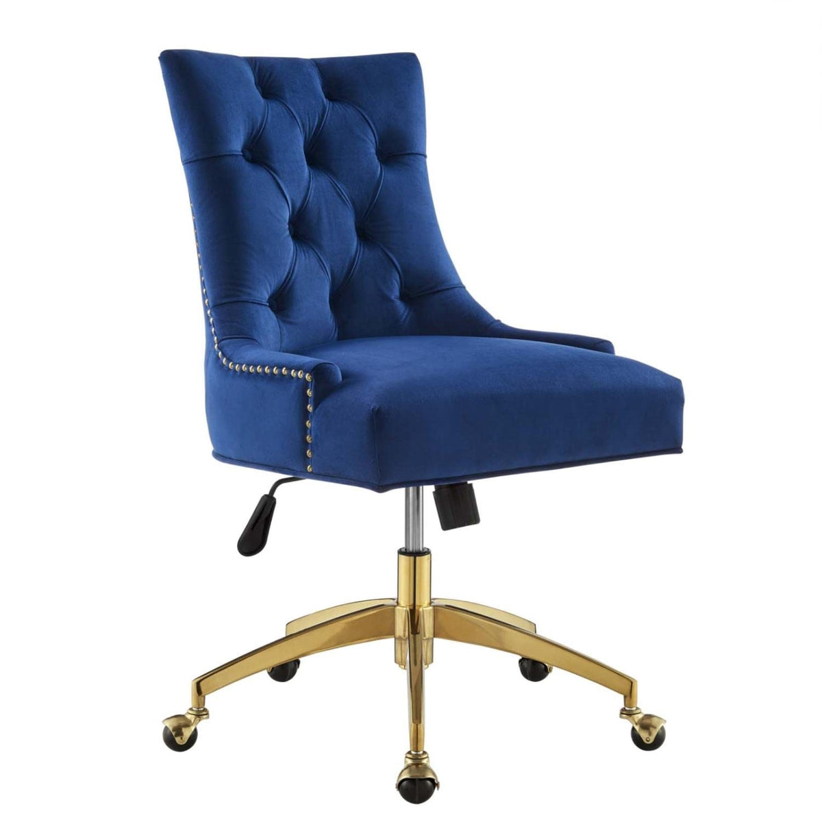 Casafoyer Regent Tufted Performance Velvet Swivel Office Chair, Gold Navy