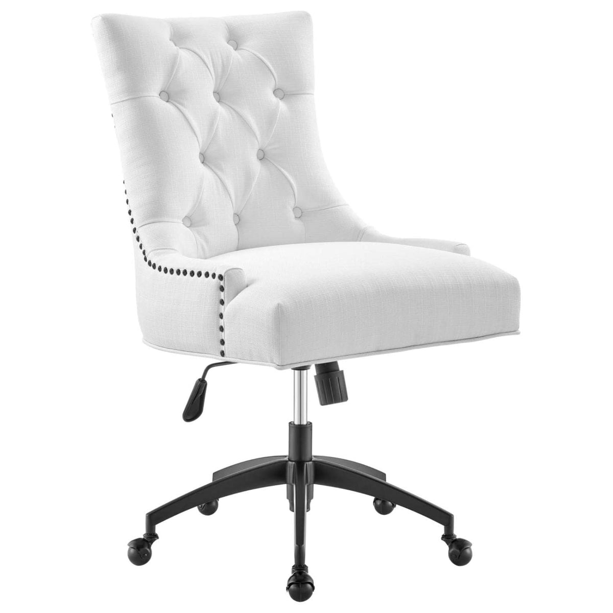 Casafoyer Regent Tufted Fabric Swivel Office Chair, Black White