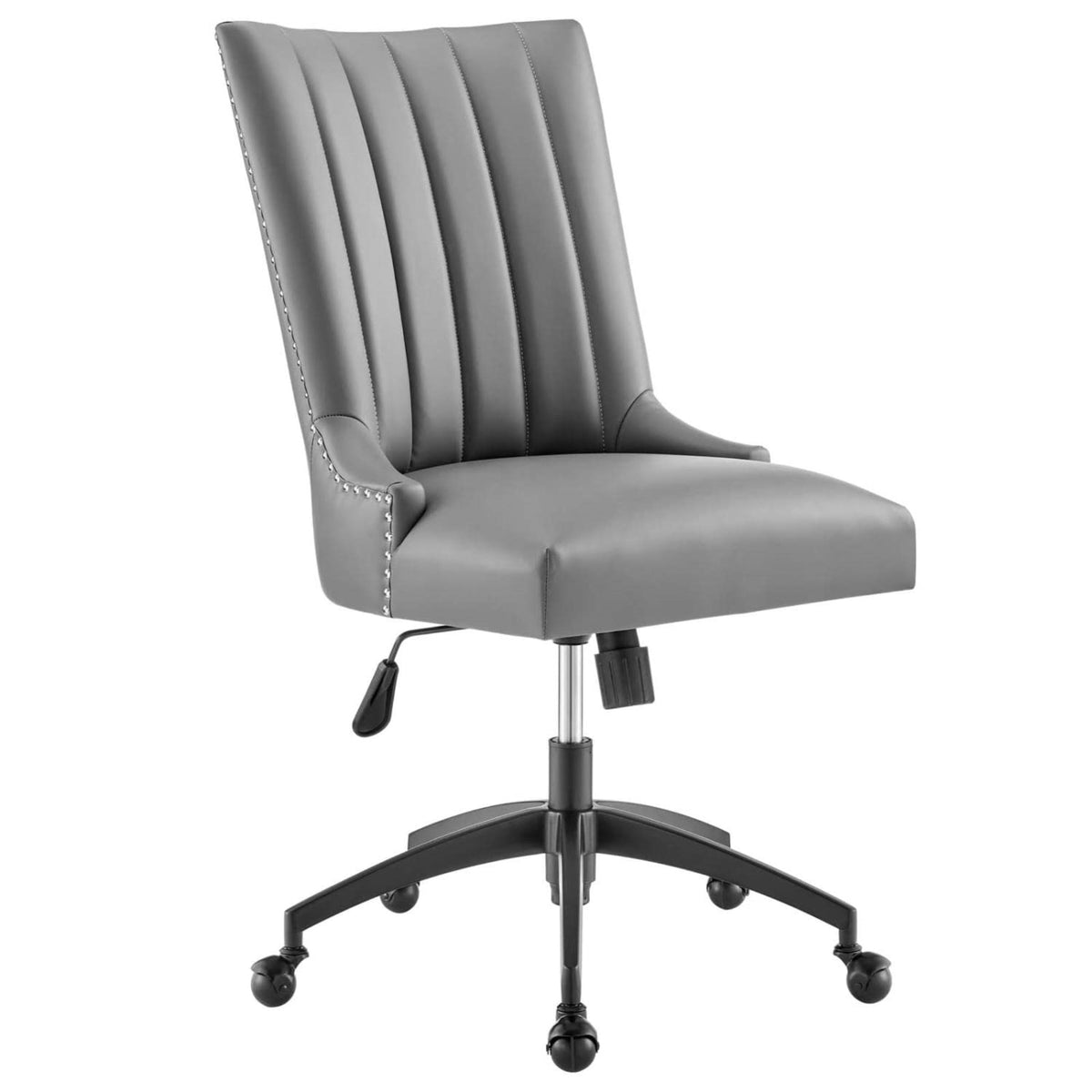 Casafoyer Empower Channel Tufted Vegan Leather Office Chair, Black Gray