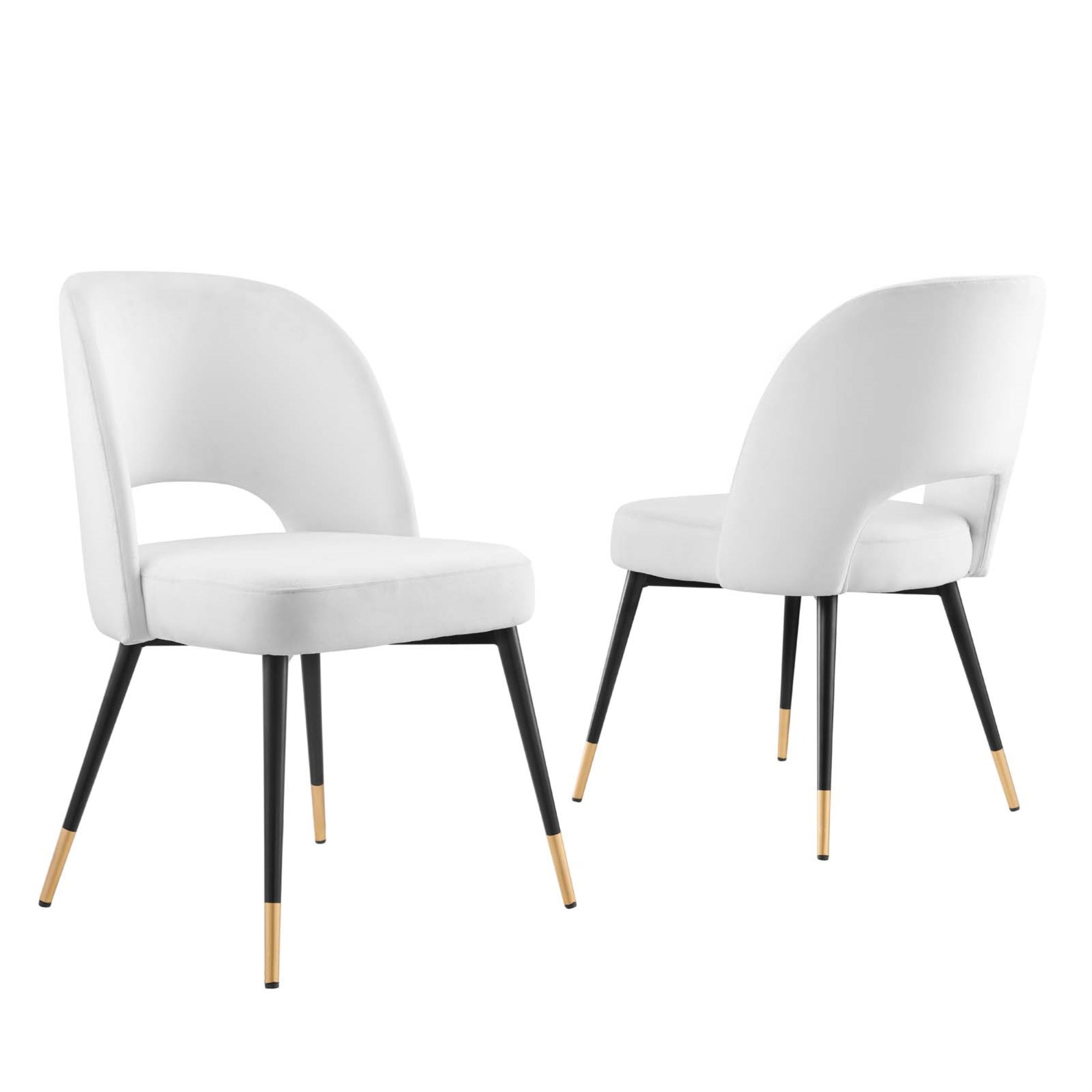 Rouse Dining Side Chair Set - Modern Twist On Classic Design - Foam Padded & Stain-Resistant Velvet Upholstery - Bentwood Construction - Matte Black Stainless Steel Legs - Weight Capacity 331 Lbs - Set Of 2