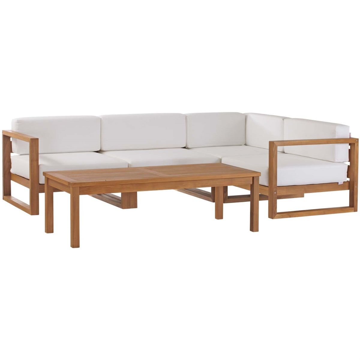 Upland Teak Wood Outdoor Patio Furniture Collection - 5-Piece Sectional Sofa Set For Versatile Outdoor Seating. Durable & Weather-Resistant Teak Wood.