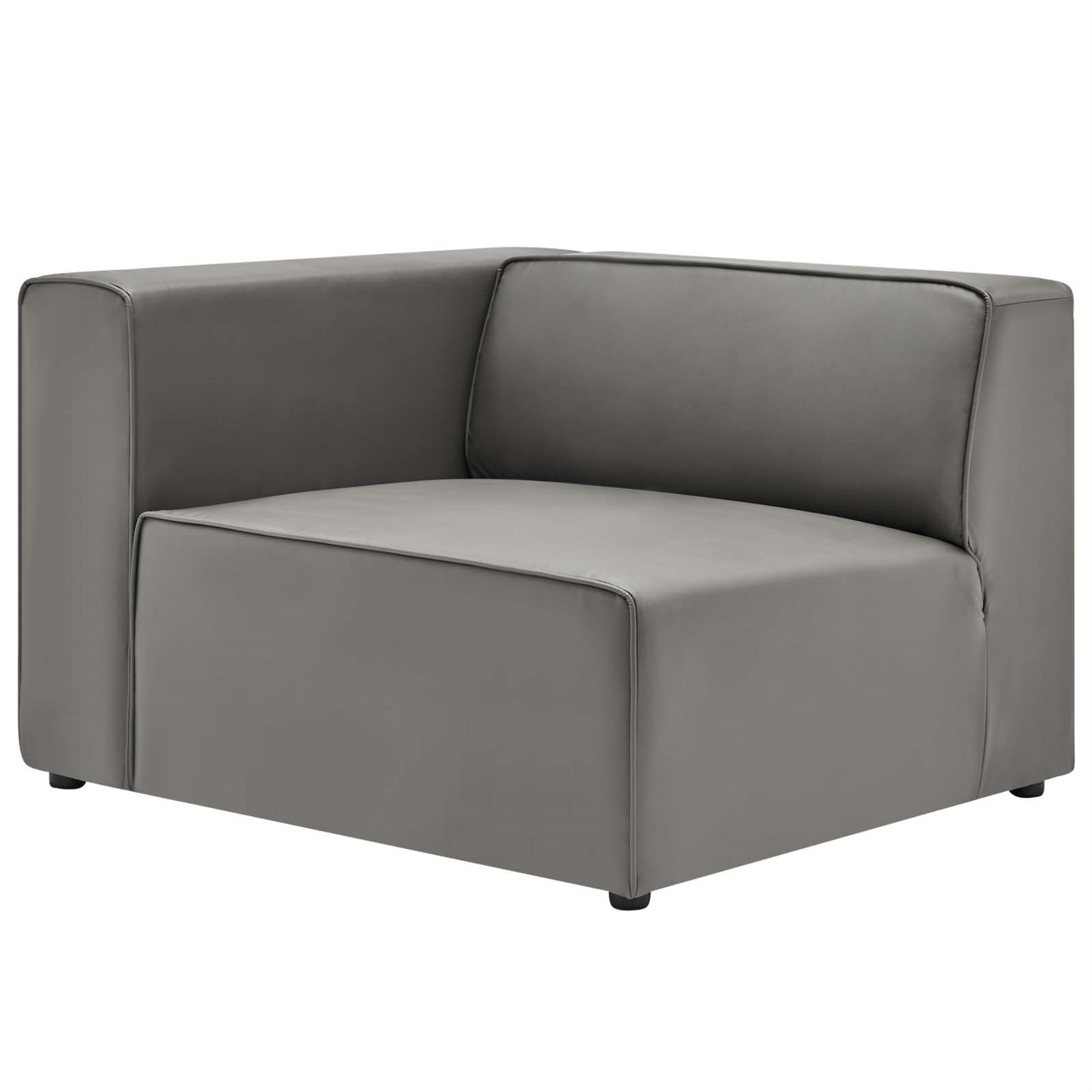 Mingle Vegan Leather Left-Arm Chair - Ultimate Comfort, Spacious Design, Dense Foam Padding, Adjustable, Vegan Leather Upholstery, Sturdy Legs, Modular Sectional Sofa, Gray