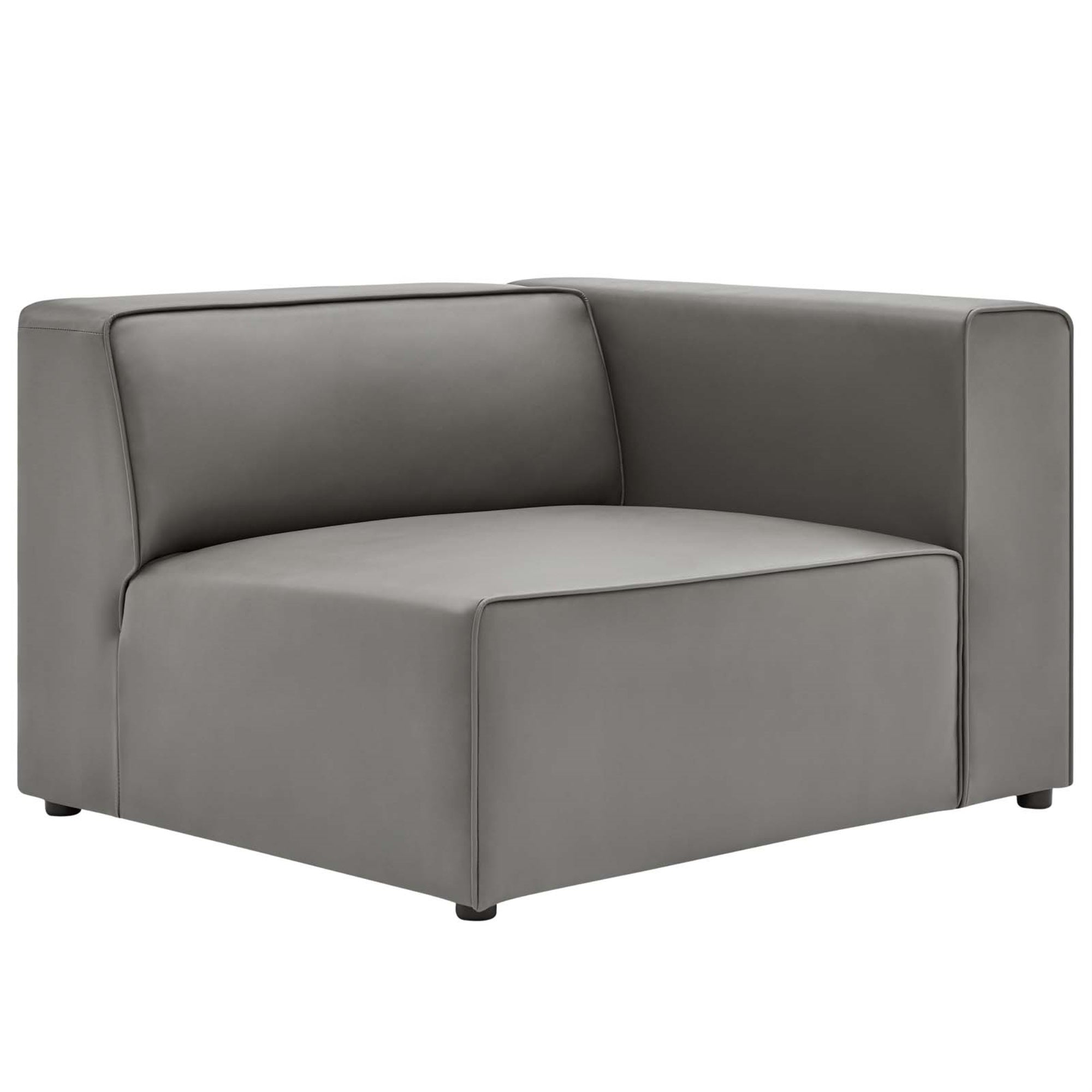Mingle Vegan Leather Right-Arm Chair - Ultimate Comfort & Style, Spacious Seating, Dense Foam Padding, Adjustable, Vegan Leather Upholstery, Modular Sectional Sofa, Gray