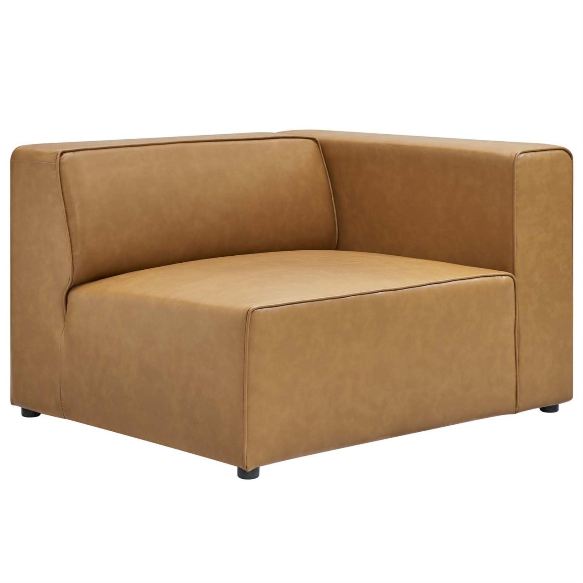 Casafoyer Mingle Vegan Leather Sectional Sofa Right-Arm Chair In Tan