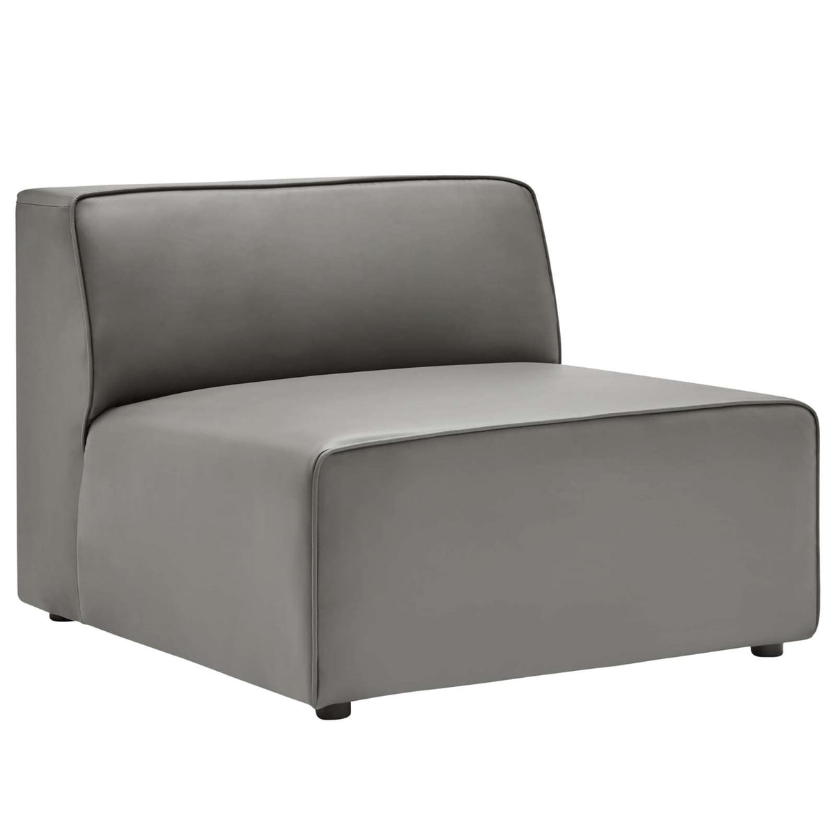 Casafoyer Mingle Vegan Leather Sectional Sofa Armless Chair In Gray