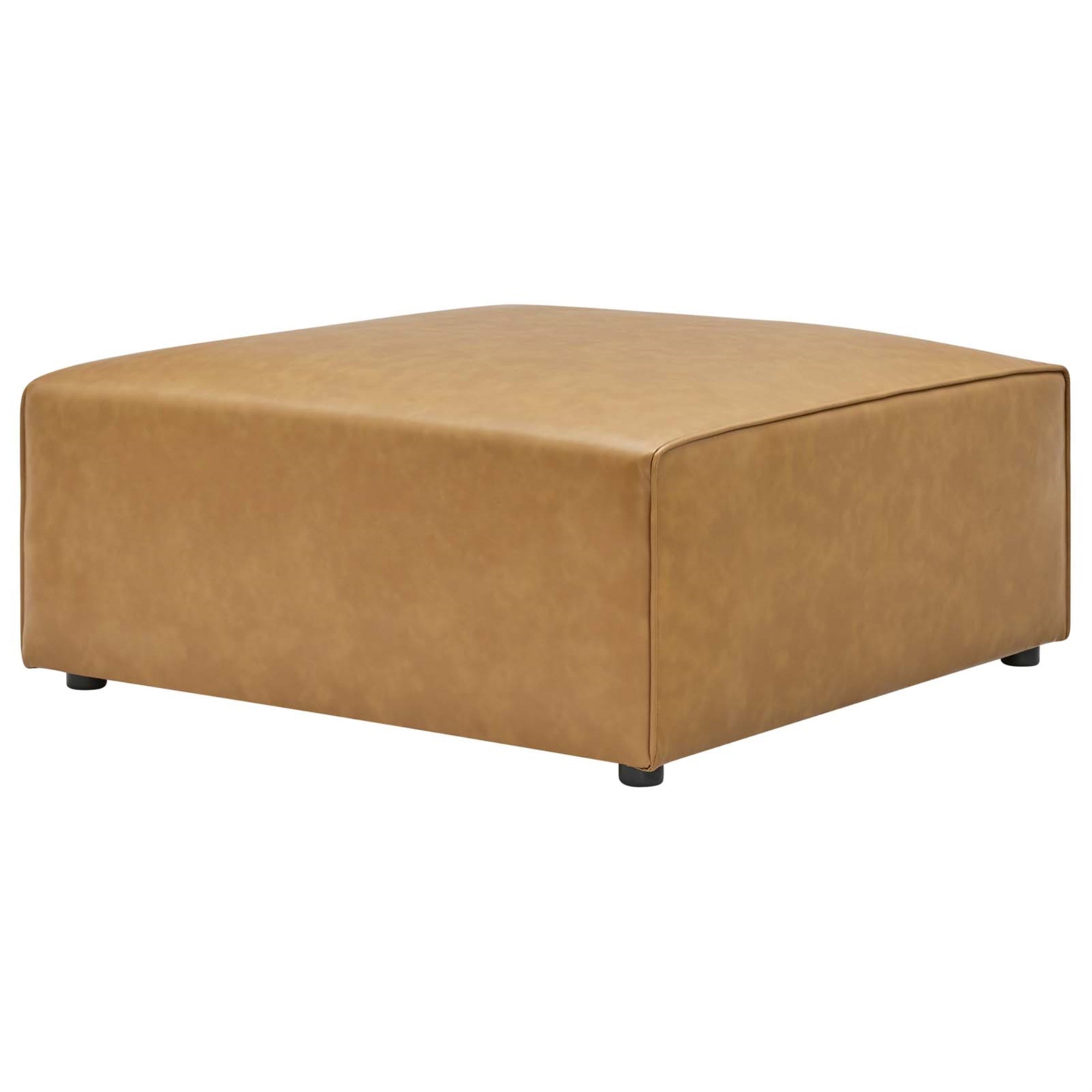 Mingle Vegan Leather Ottoman - Ultimate Comfort & Style, Spacious & Visually Appealing, Dense Foam Padding, Adjustable Position, Luxurious Vegan Leather Upholstery, Sturdy Plastic Legs, Contemporary Modern Decor, Tan
