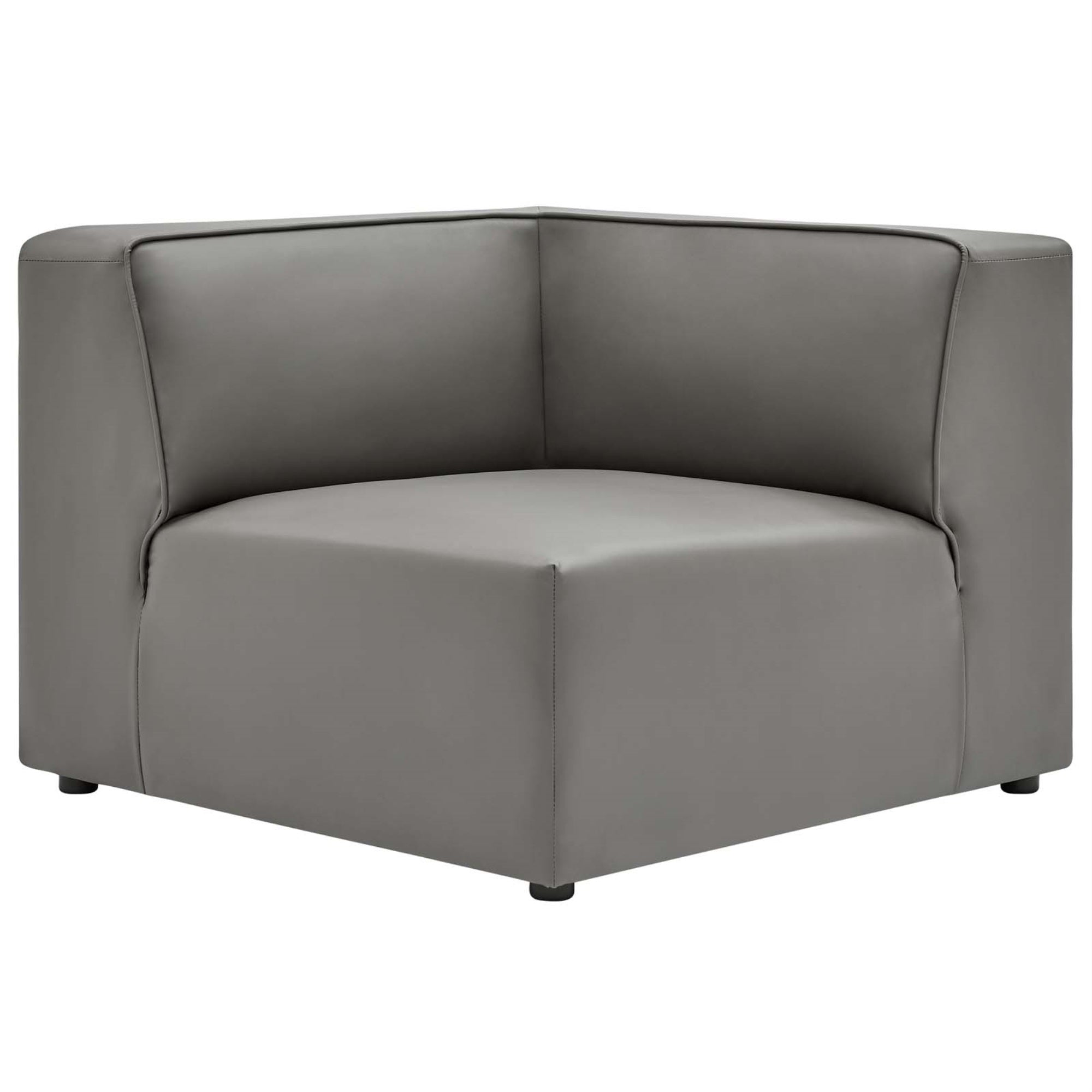 Mingle Vegan Leather Corner Chair - Ultimate Comfort & Style - Spacious & Visually Appealing - Plush Foam Padding - Versatile Design - Luxurious Vegan Leather Upholstery - Sturdy Plastic Legs - Gray