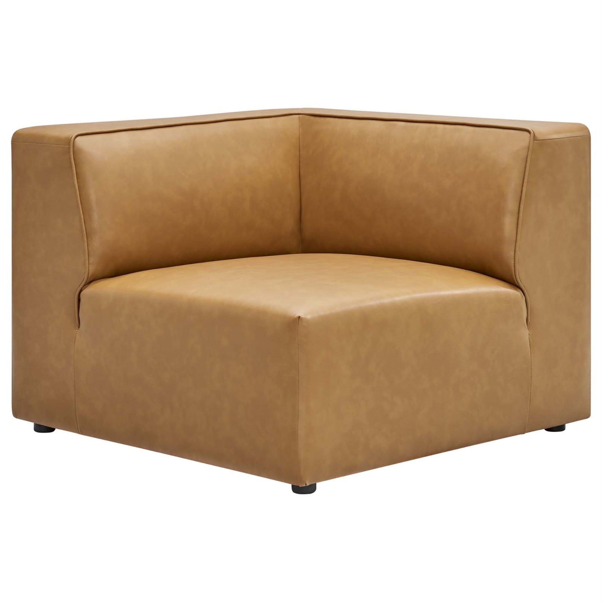 Mingle Vegan Leather Corner Chair - Ultimate Comfort & Style, Spacious Seating, Dense Foam Padding, Versatile Design, Luxurious Vegan Leather Upholstery, Elegant Piping, Sturdy Legs.