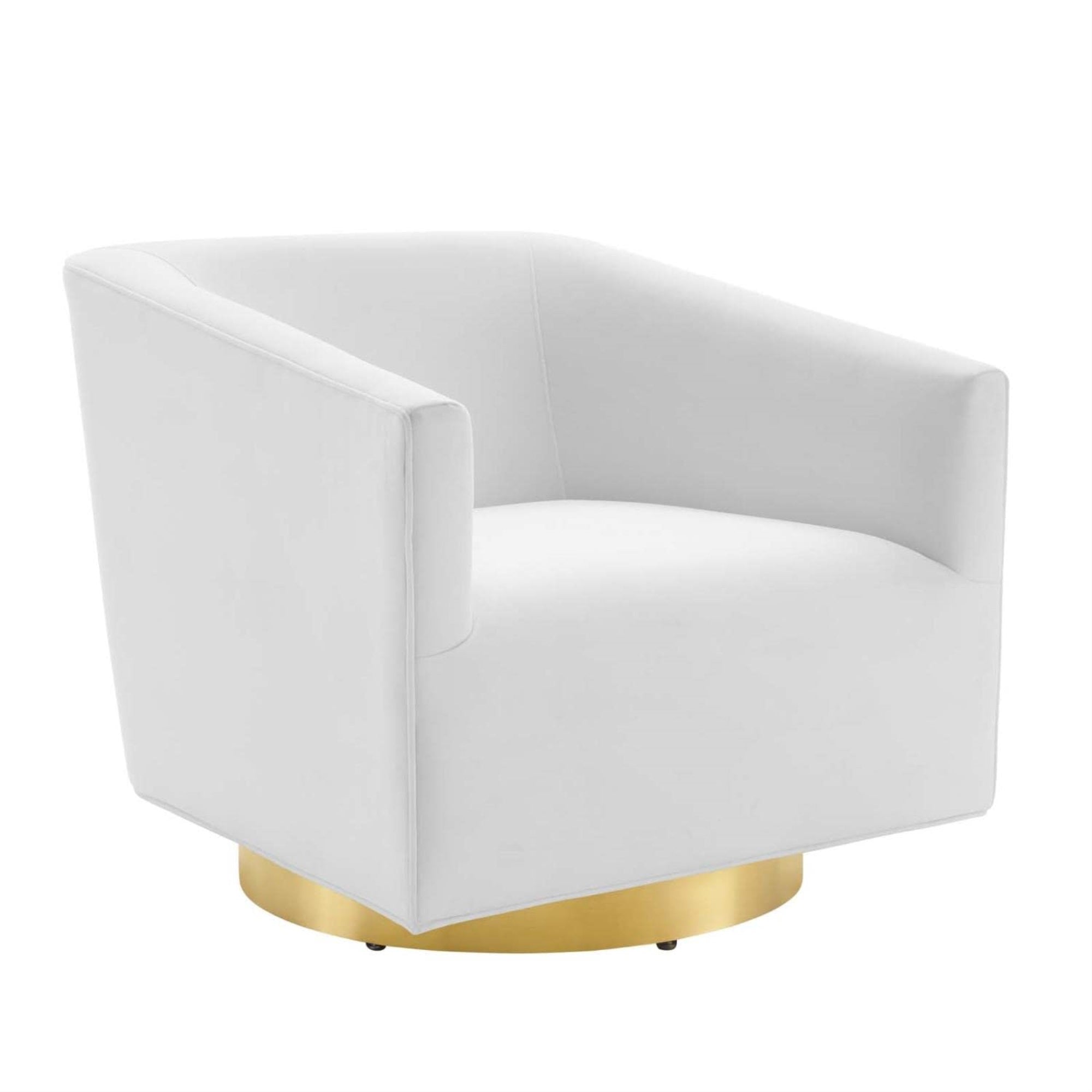 Casafoyer Twist Performance Velvet Accent Lounge Swivel Chair, Gold White