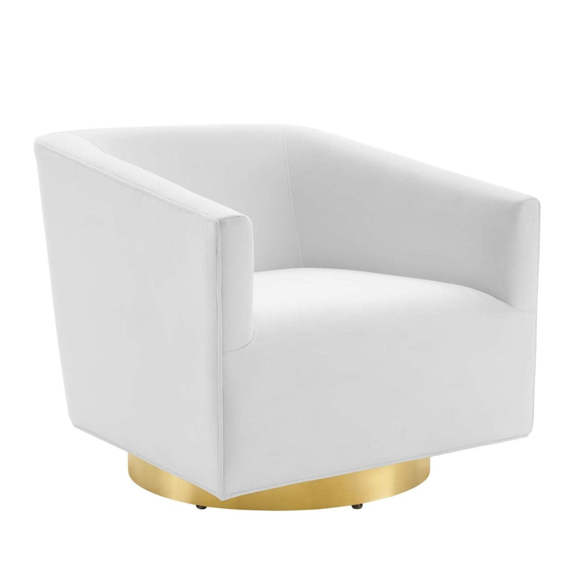 Casafoyer Twist Performance Velvet Accent Lounge Swivel Chair, Gold White