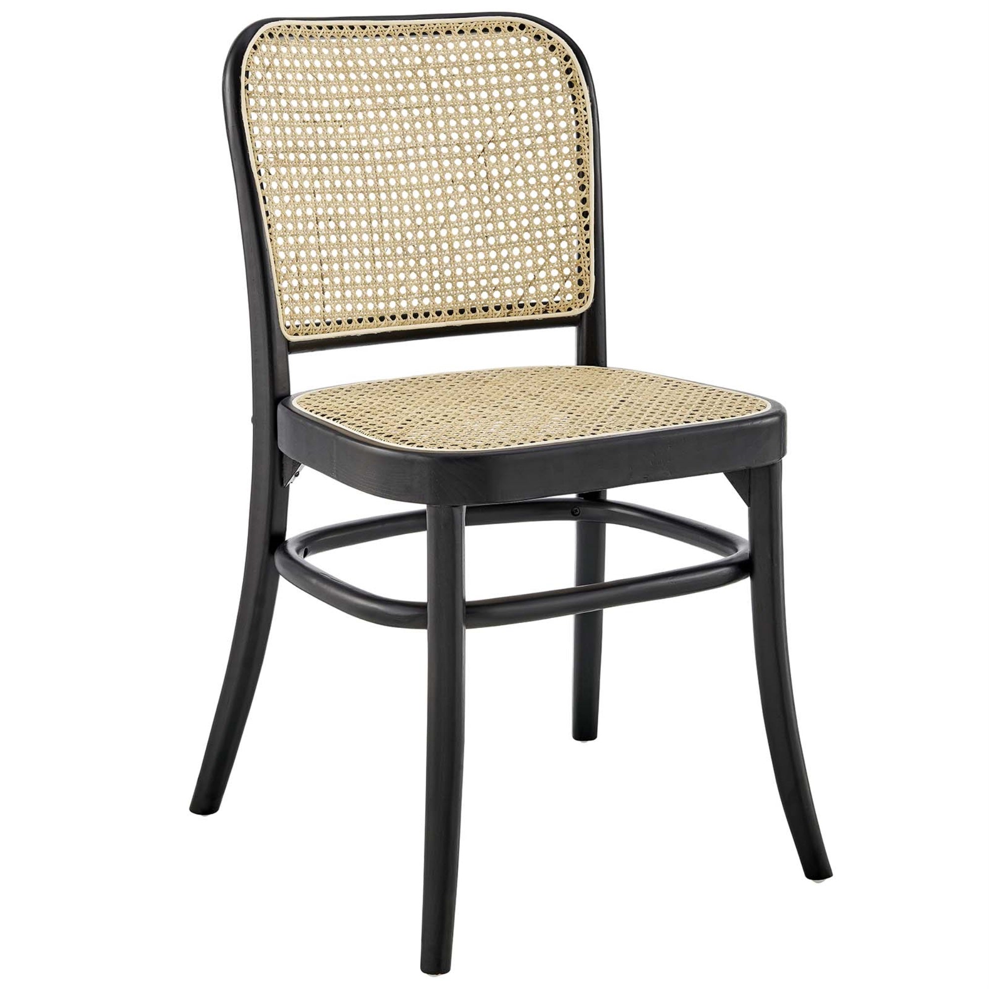 Ergode Dining Side Chair - Rustic Farmhouse Style With Woven Rattan Cane Backrest And Seat - Sturdy Elm Wood Frame - Vintage Modern Design