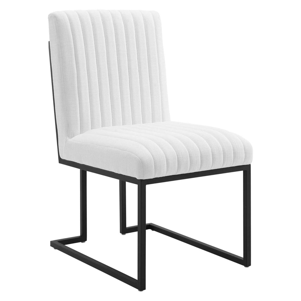 Casafoyer Indulge Channel Tufted Fabric Dining Chair In White