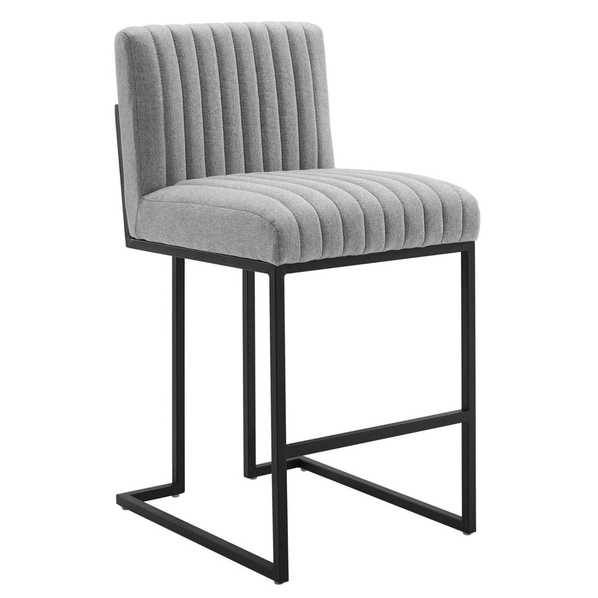 Casafoyer Indulge Channel Tufted Fabric Counter Stool In Light Gray 23.5 X 19 X 38