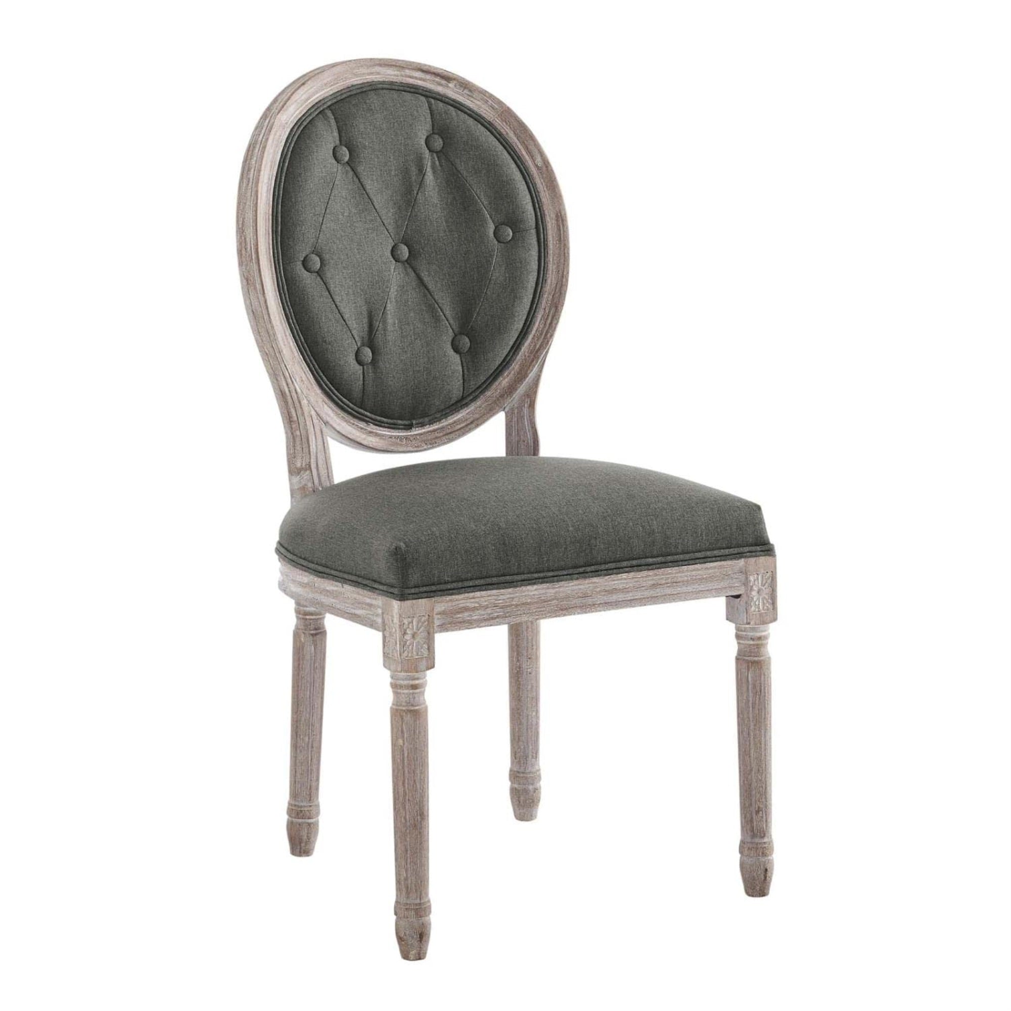 Casafoyer Arise French Vintage Upholstered Fabric Dining Chair In Natural Gray