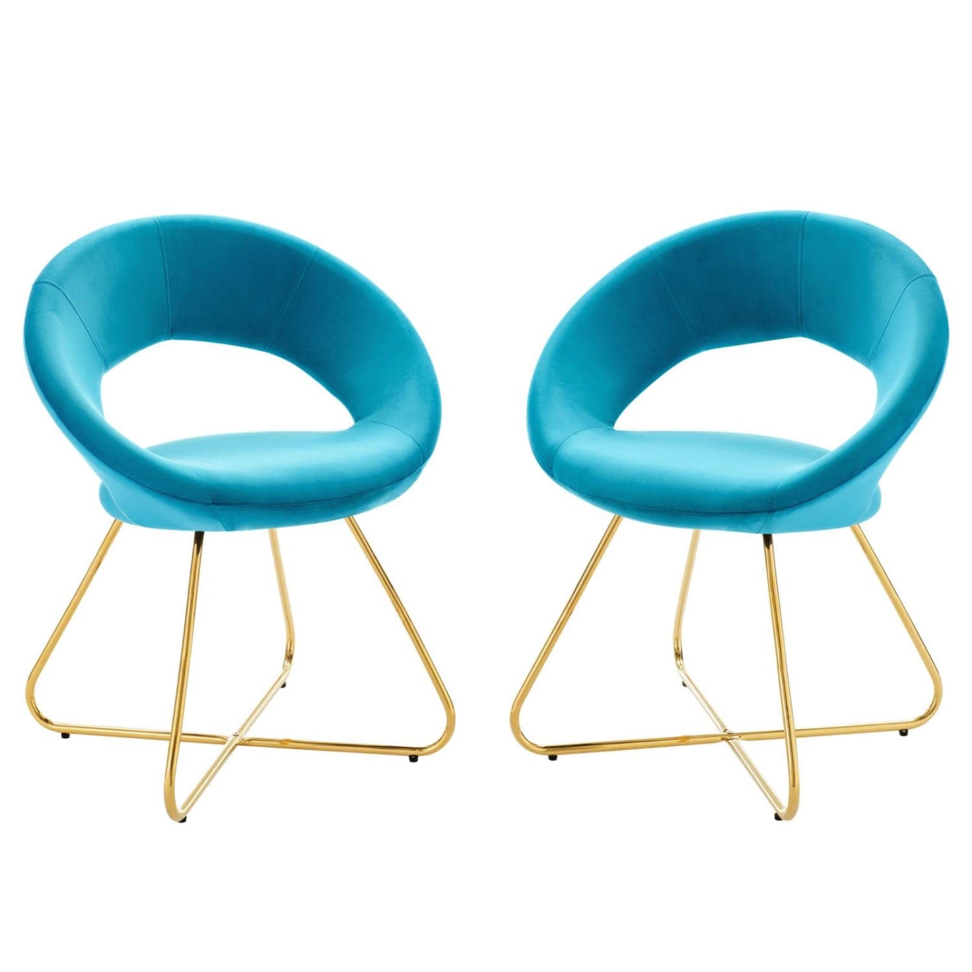 Casafoyer Nouvelle 19' Velvet Dining Chairs In Gold/Blue (Set Of 2)