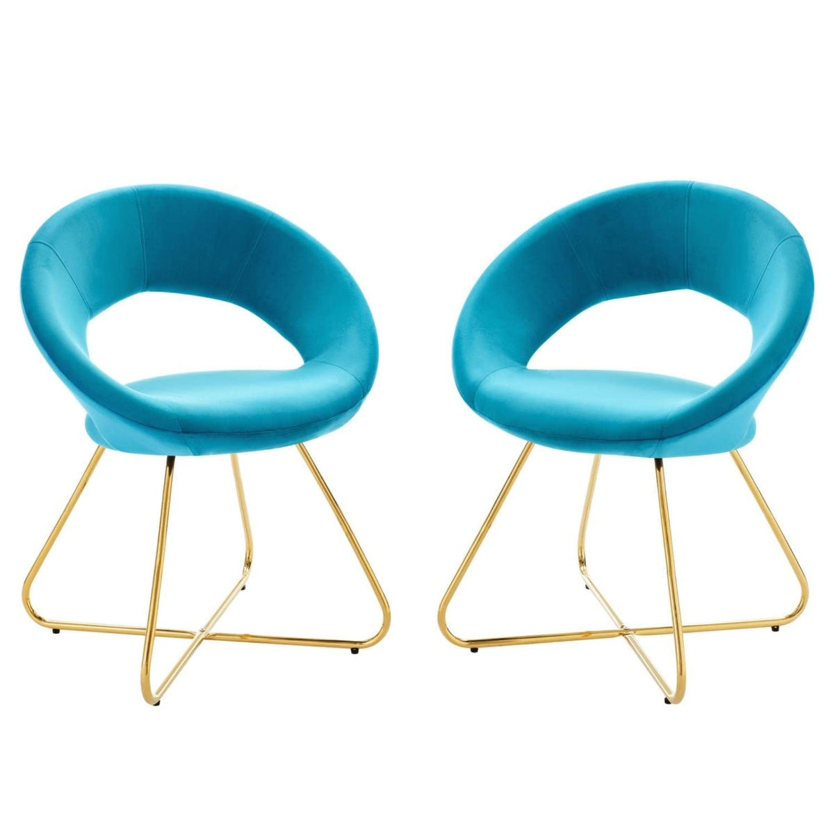 Casafoyer Nouvelle 19' Velvet Dining Chairs In Gold/Blue (Set Of 2)