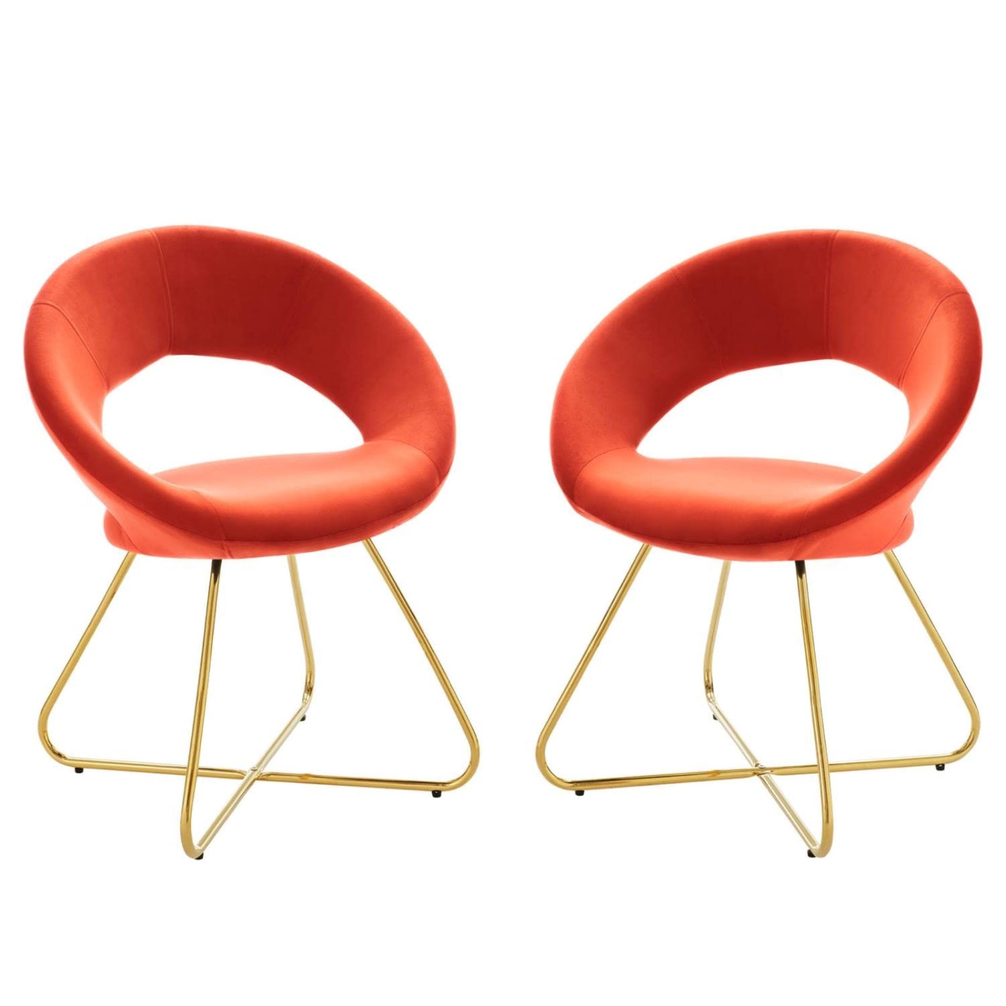 Casafoyer Nouvelle Set Of 2 Dining Chair In Gold Orange Finish Eei-4681-Gld-Ora