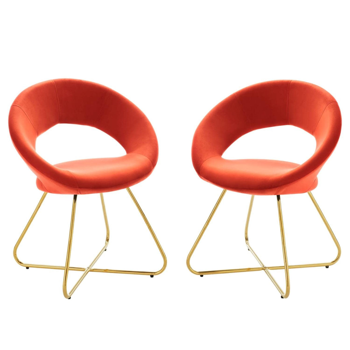 Casafoyer Nouvelle Set Of 2 Dining Chair In Gold Orange Finish Eei-4681-Gld-Ora
