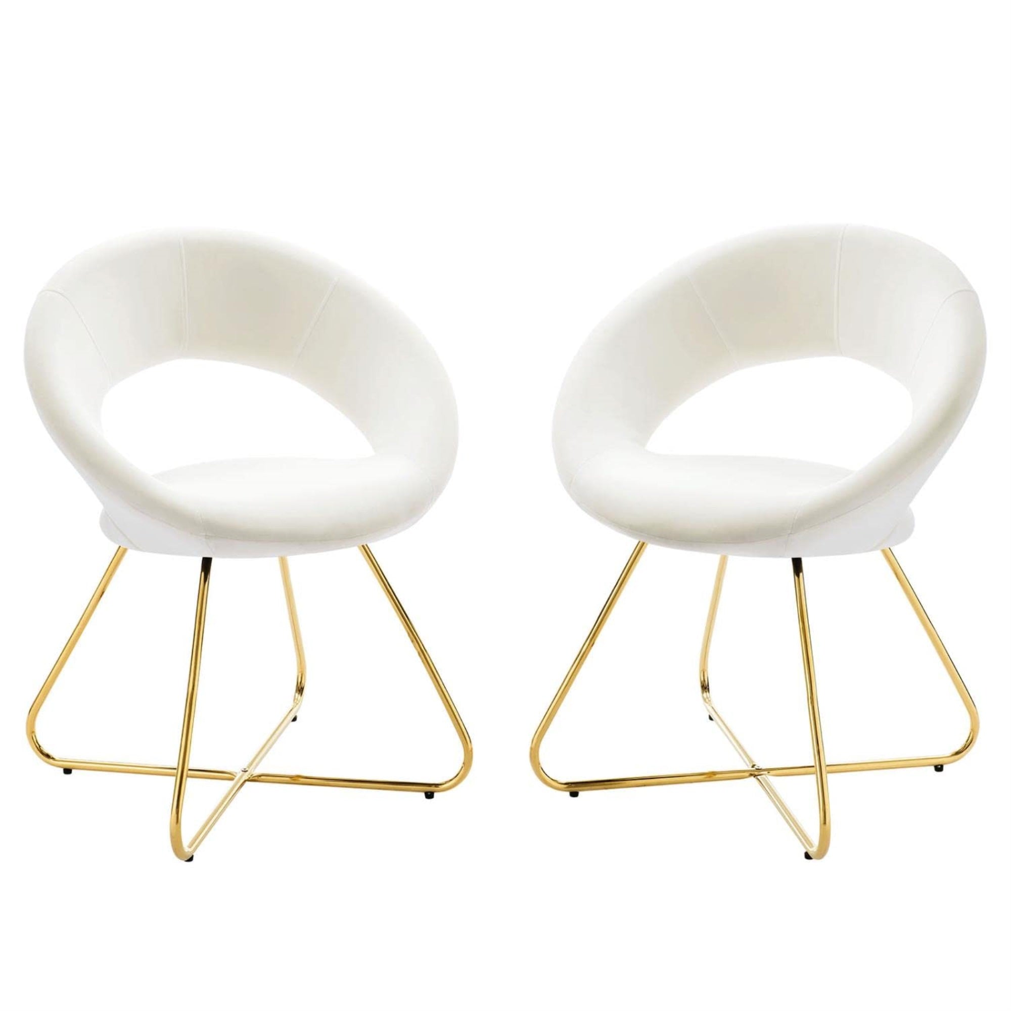 Casafoyer Nouvelle Moday Performance Velvet Dining Chairs In Gold White-Set Of 2