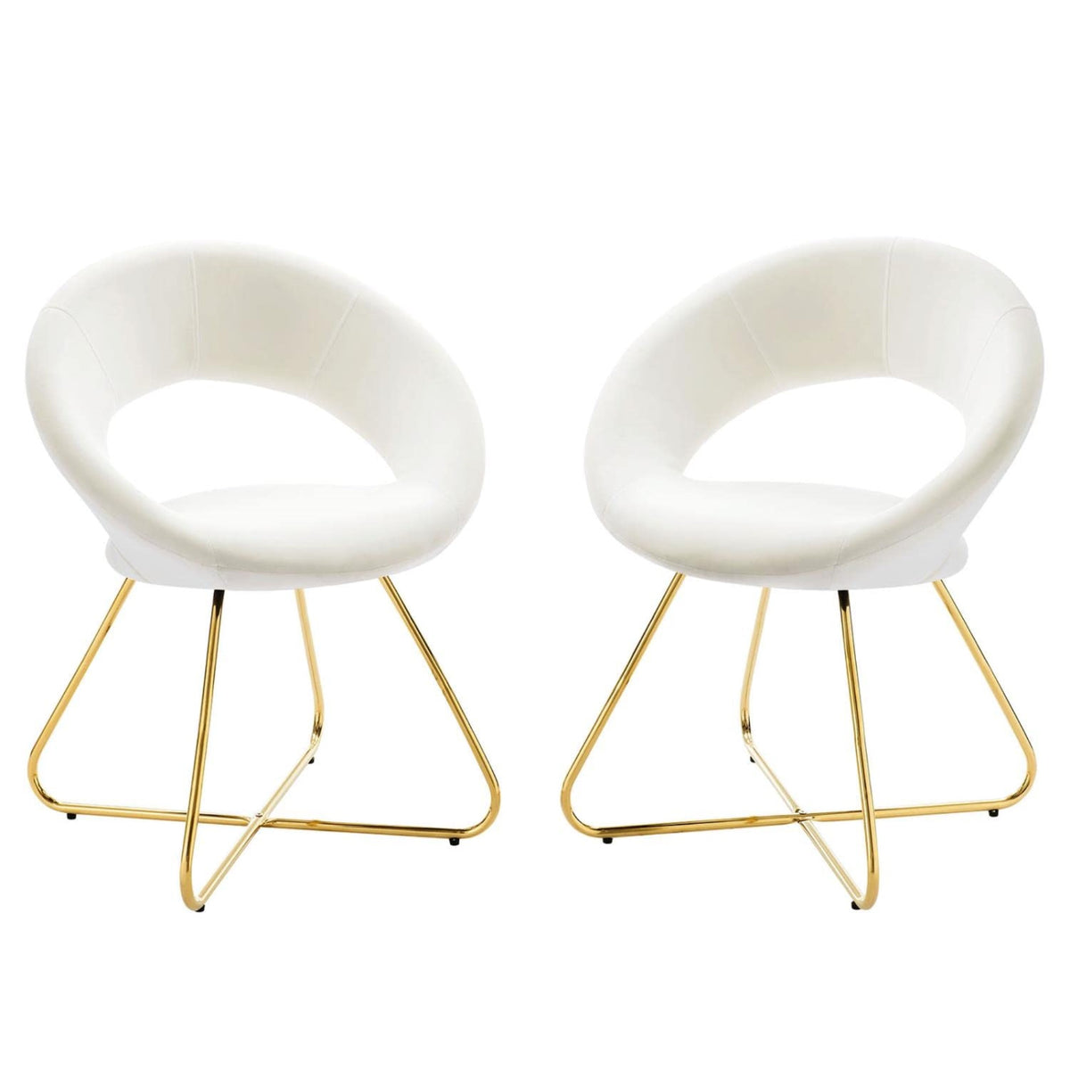 Casafoyer Nouvelle Moday Performance Velvet Dining Chairs In Gold White-Set Of 2