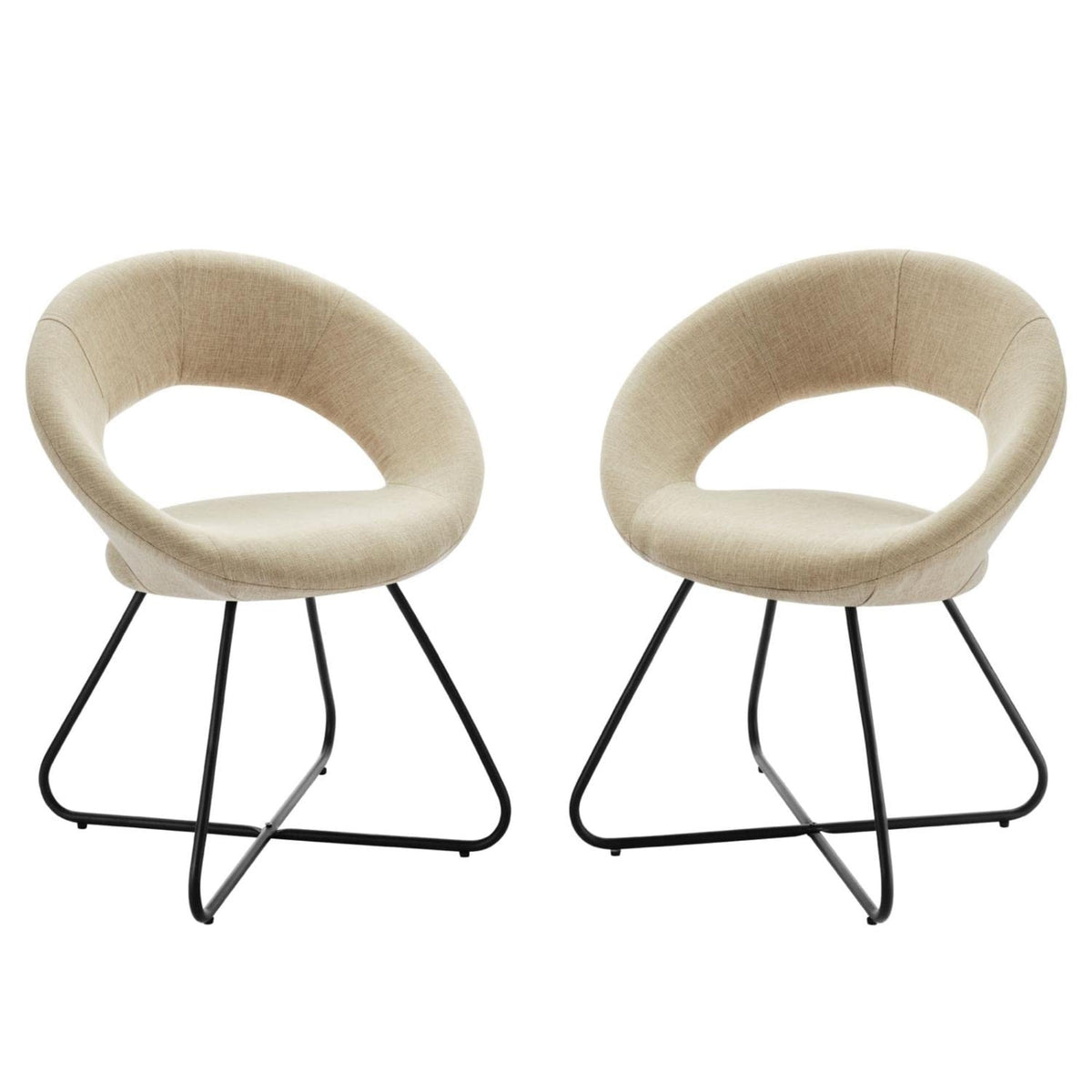 Casafoyer Nouvelle 19' Fabric Dining Chairs In Black/Beige (Set Of 2)