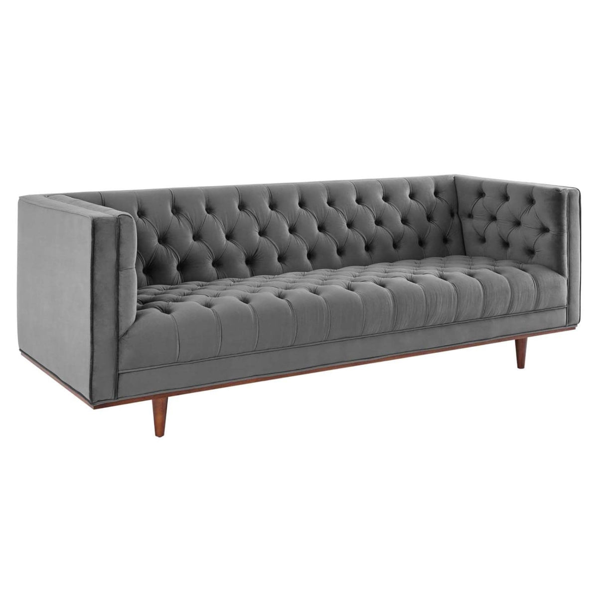 Casafoyer Elation Tufted Performance Velvet Sofa, Gray