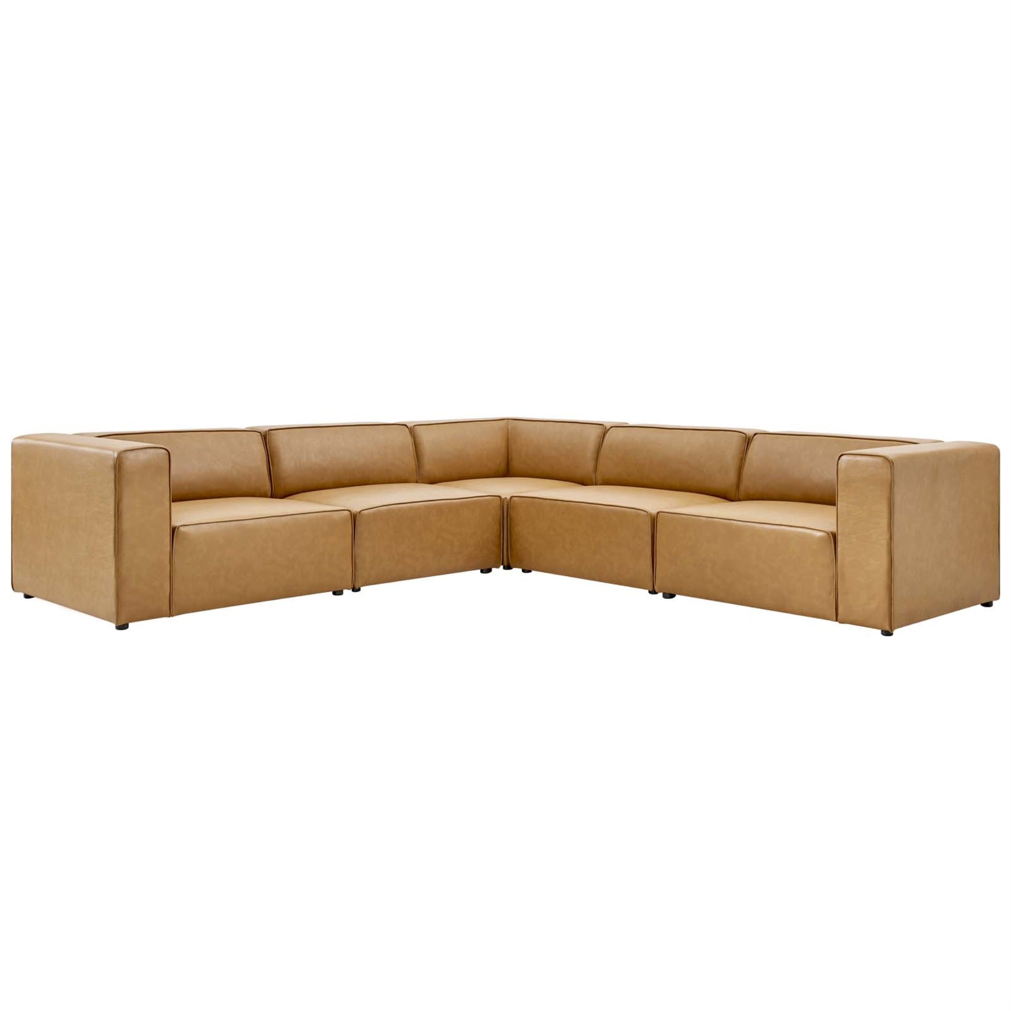 Mingle Vegan Leather 5-Piece Sectional Sofa Tan