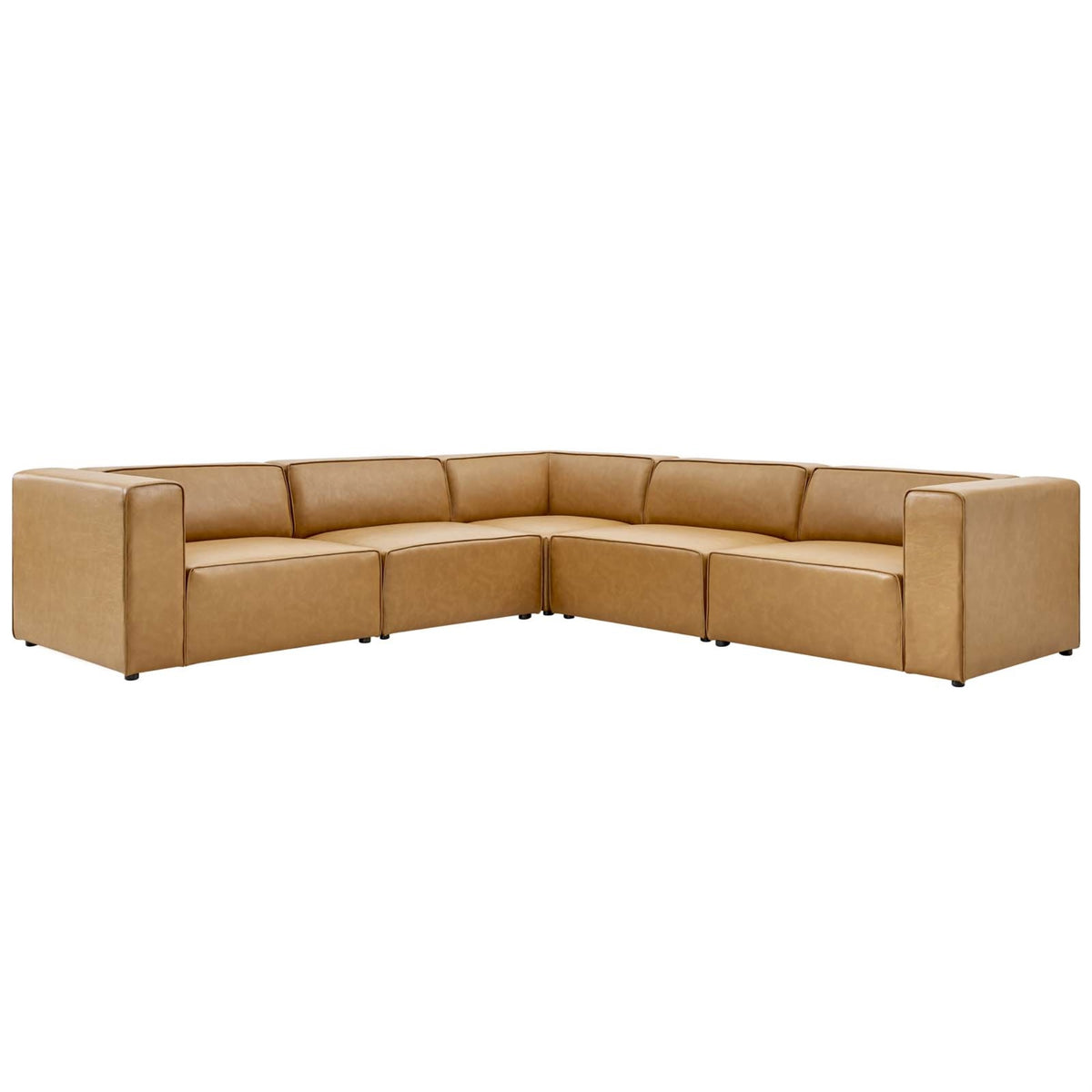 Mingle Vegan Leather 5-Piece Sectional Sofa Tan