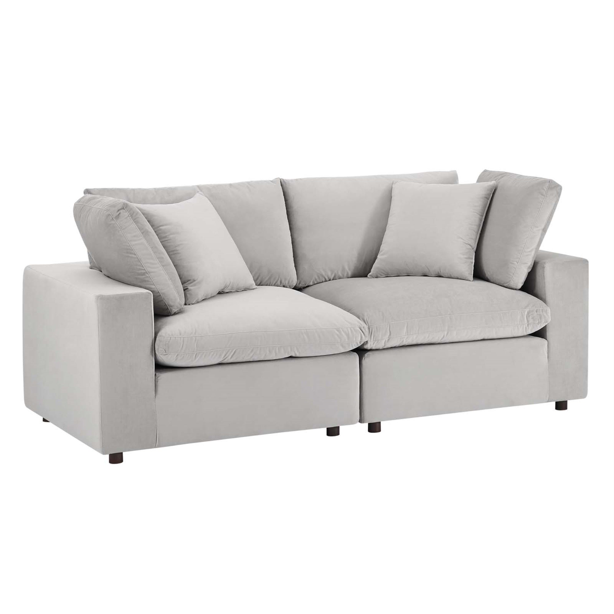 Commix Overstuffed Performance Velvet Loveseat - Plush Comfort, Sleek Design, Stain-Resistant, Solid Wood Frame, Duck Down Cushions. Ideal For Living Room, Family Room, Game Room. Includes 2 Corner Chairs.