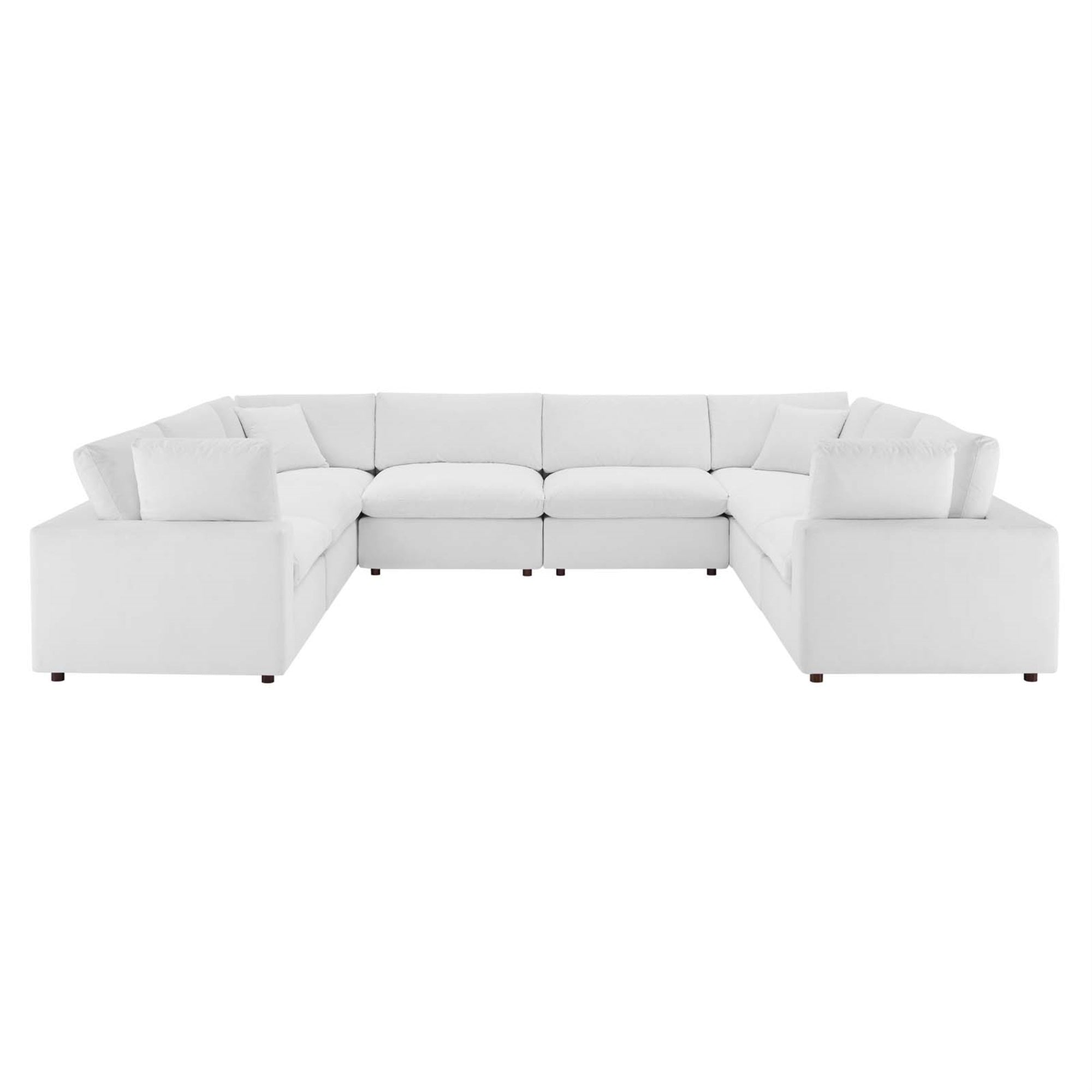 Commix Luxurious Sectional Sofa Set - Stain-Resistant Velvet, Foam Padded, Overstuffed Cushions - Perfect For Modern Homes - 8-Piece Set