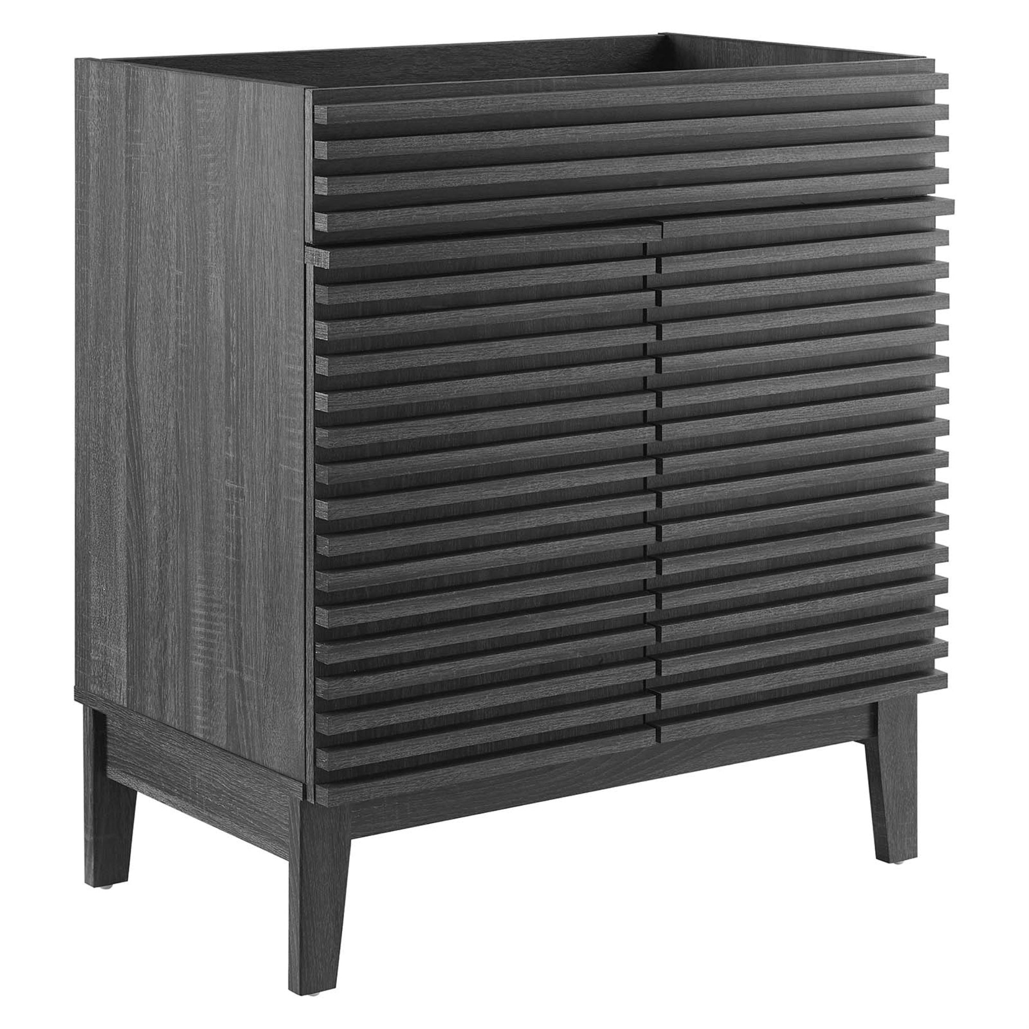Ergode 30' Mid-Century Modern Vanity Cabinet - Durable Frame, Smooth Laminate Finish, Adjustable Shelf - Sink Not Included