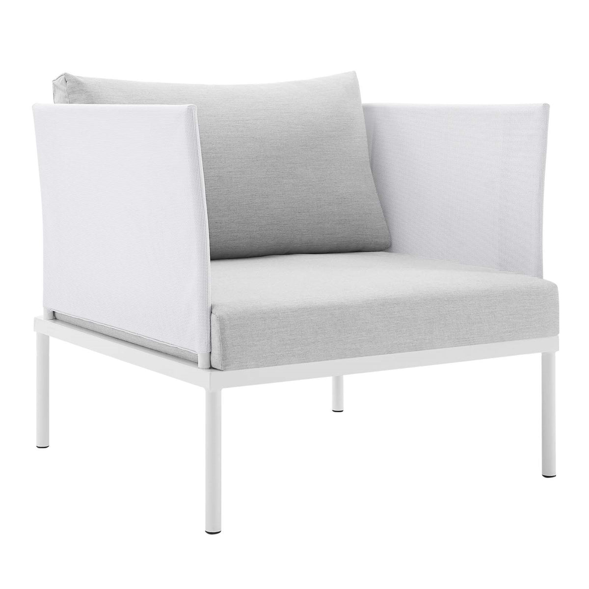 Harmony Sunbrella Outdoor Patio Aluminum Armchair White Gray
