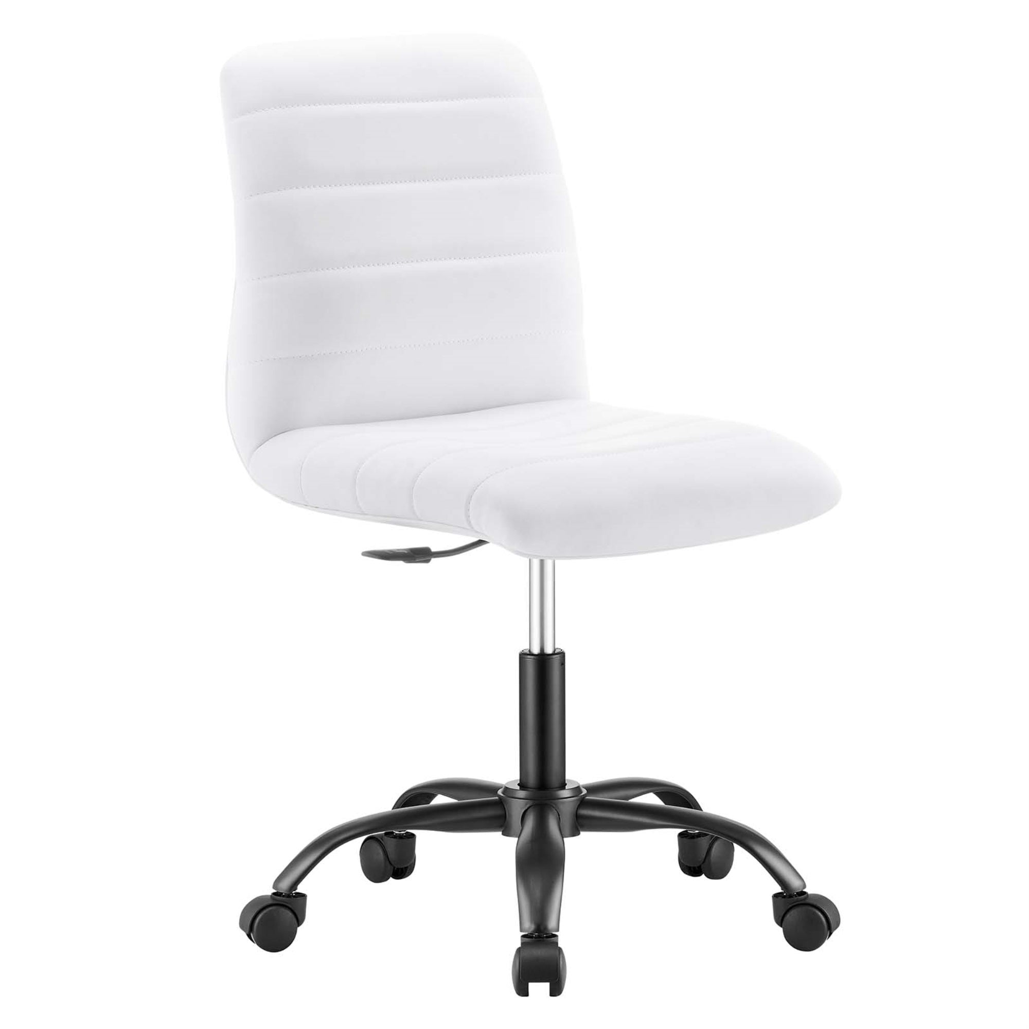 Sleek And Contemporary Ripple Armless Office Chair - Vegan Leather, Adjustable Height, 360 Swivel