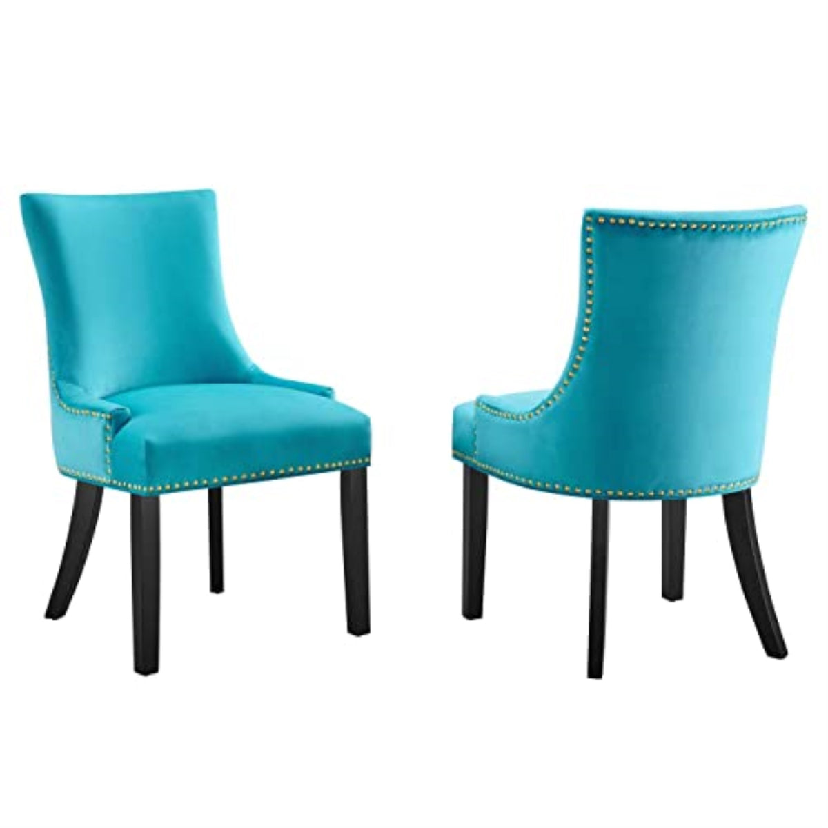 Casafoyer Marquis 20.5' Velvet Dining Side Chairs In Blue/Black (Set Of 2)