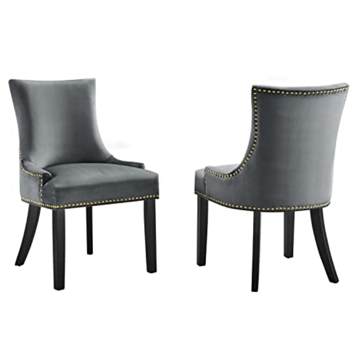 Casafoyer Marquis Velvet Set Of 2 Dining Chairs With Gray Finish Eei-5010-Gry