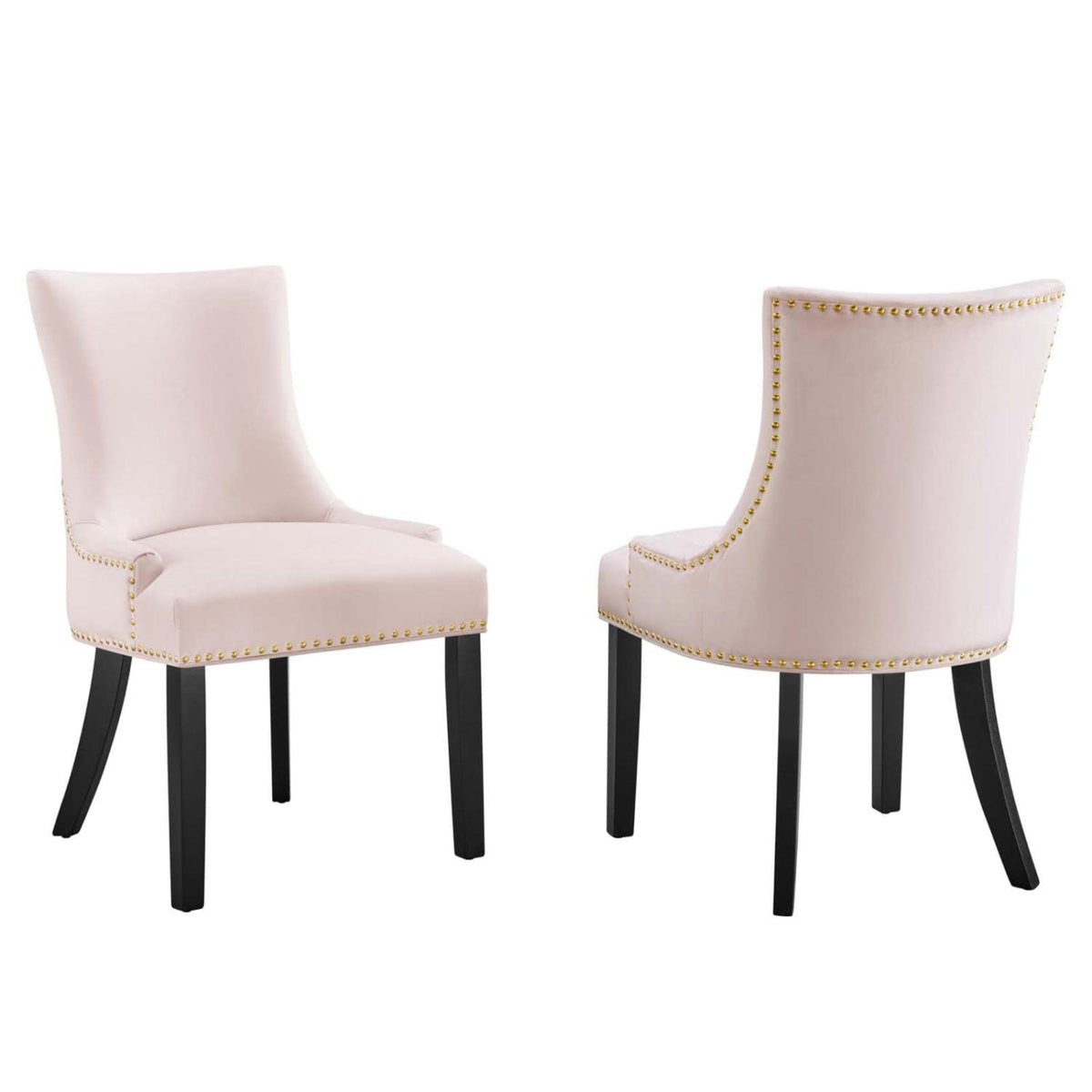 Casafoyer Marquis 20.5' Velvet Dining Side Chairs In Pink/Black (Set Of 2)